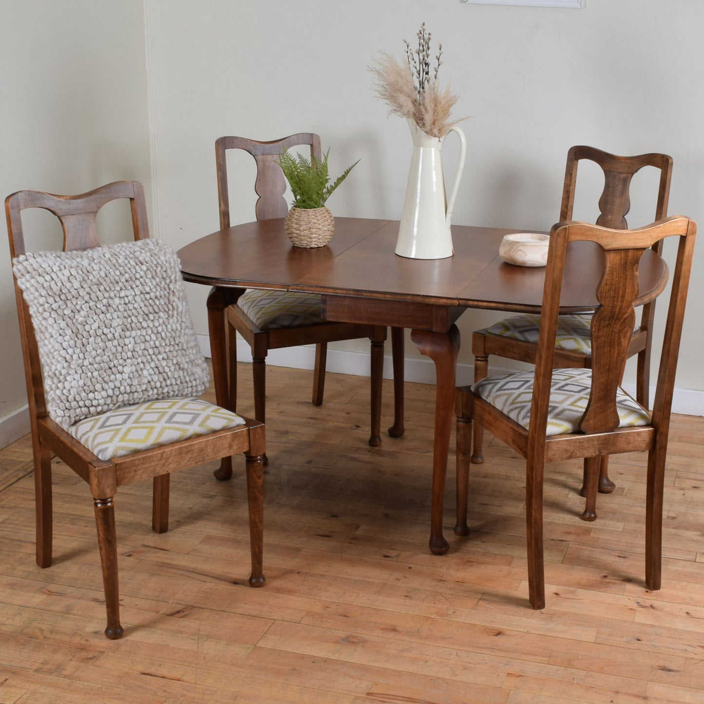 Flame Mahogany Drop Leaf Table and Four Chairs