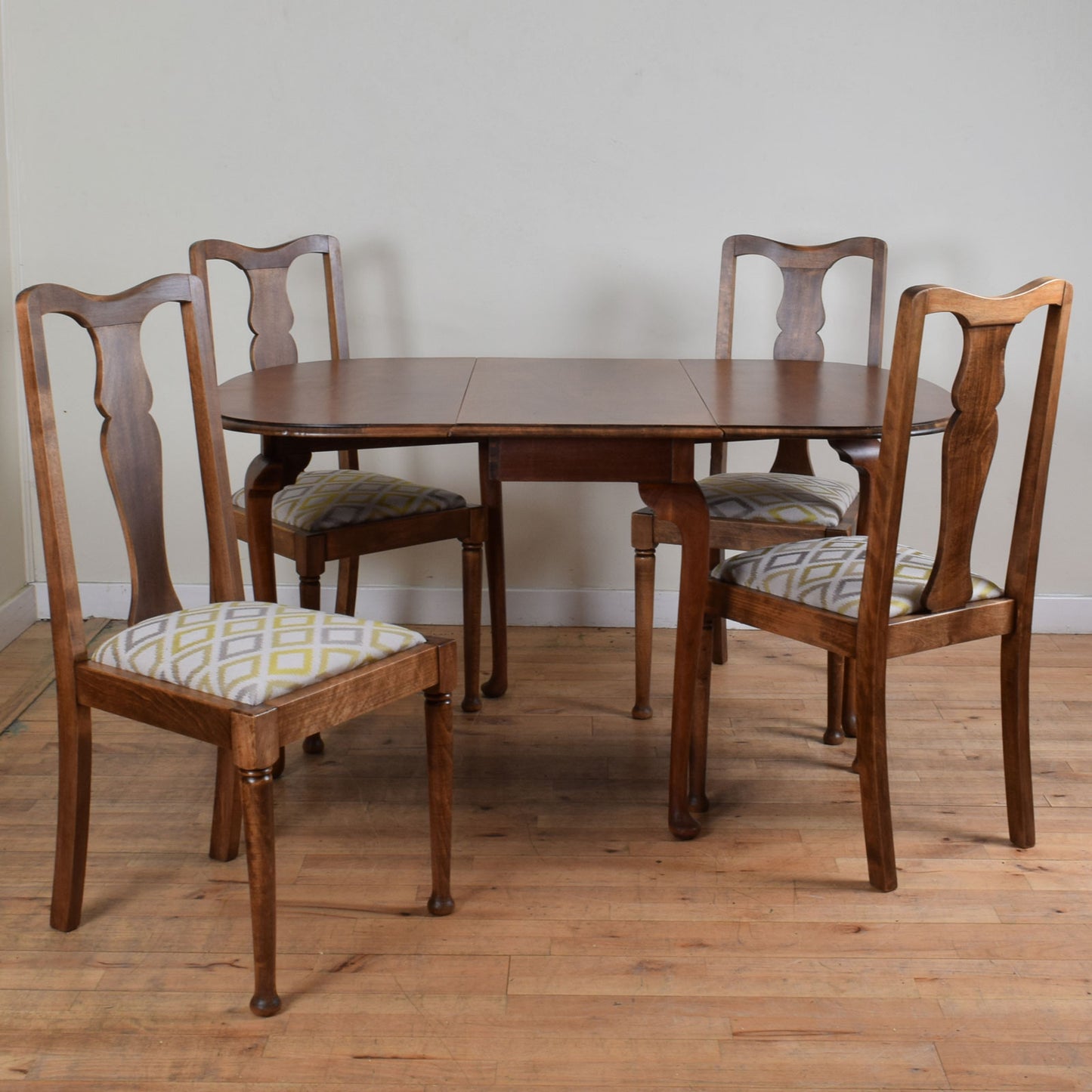 Flame Mahogany Drop Leaf Table and Four Chairs