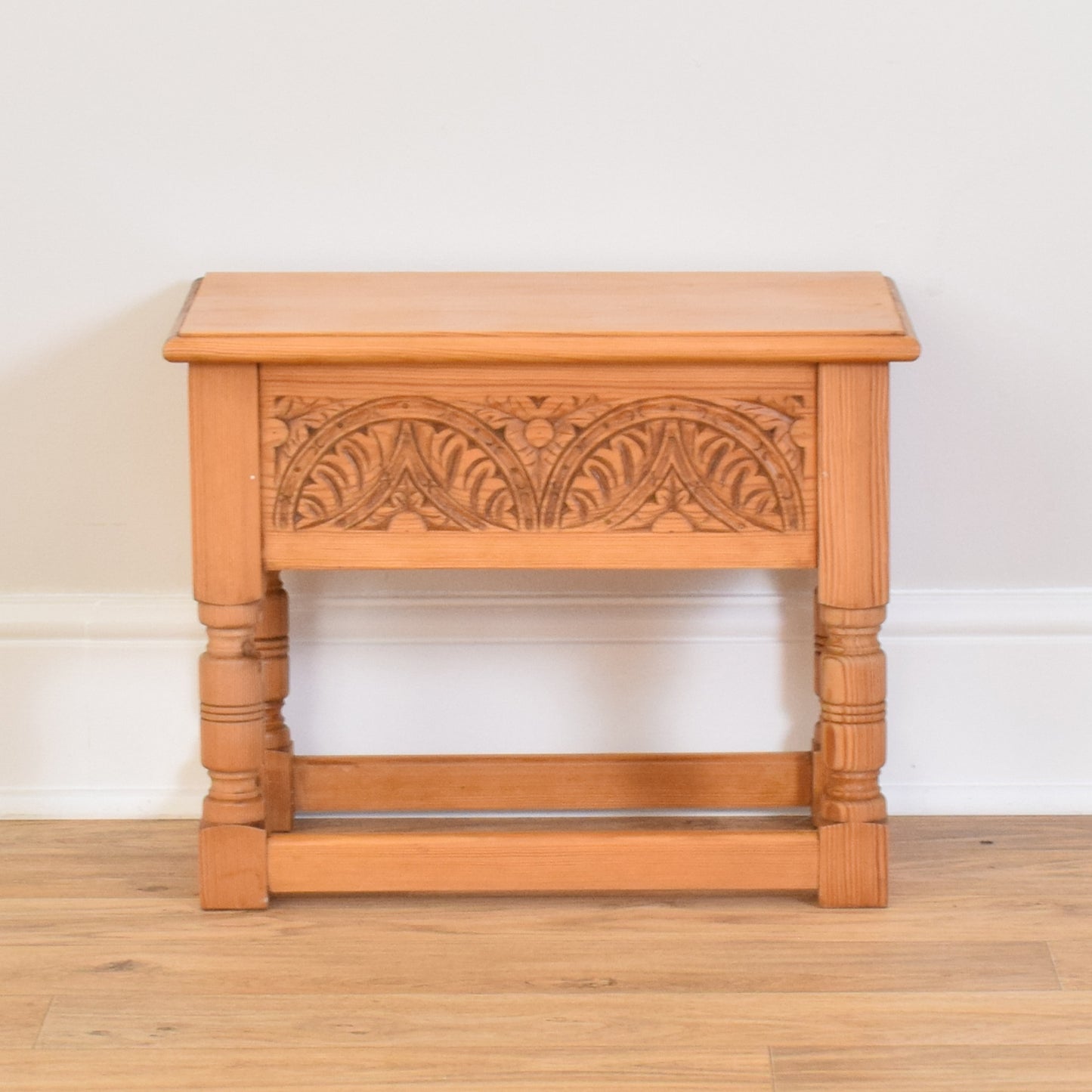 Restored Carved Pine Sewing Box