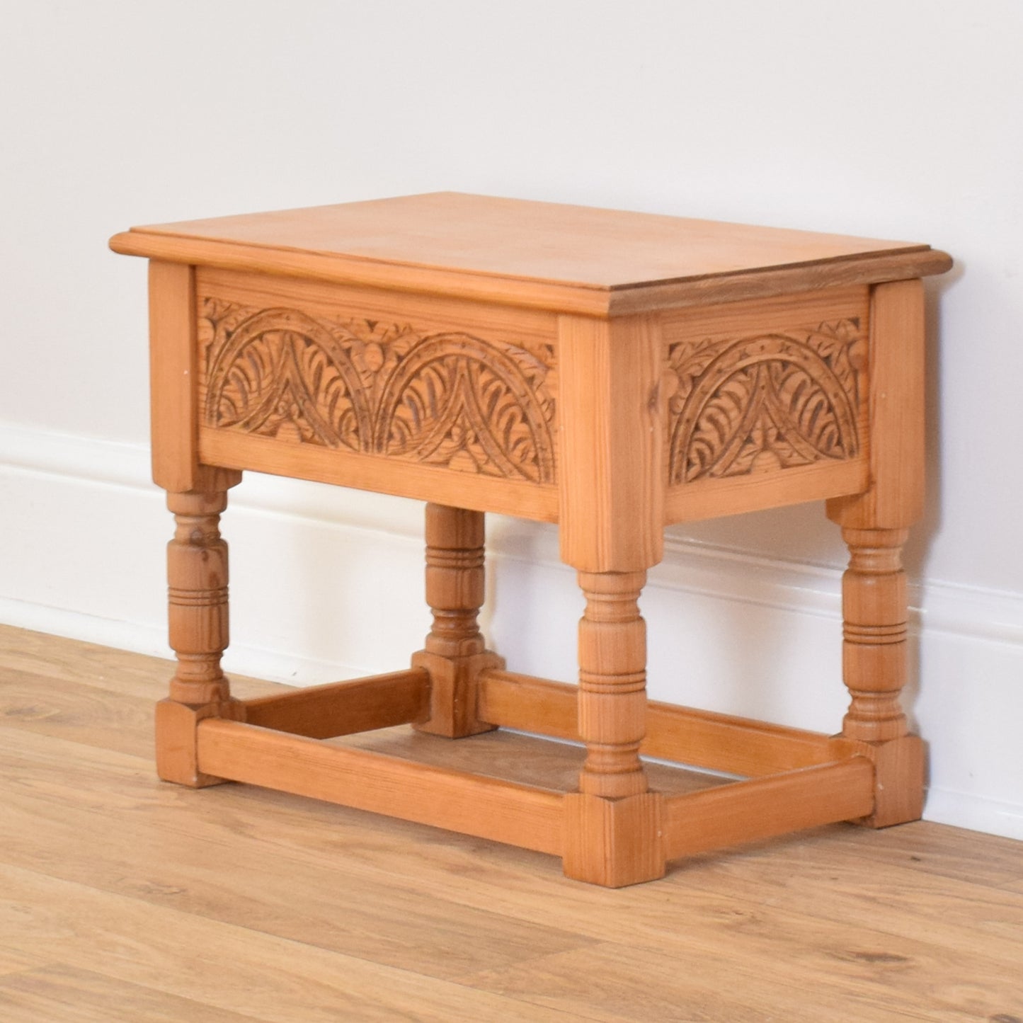 Restored Carved Pine Sewing Box