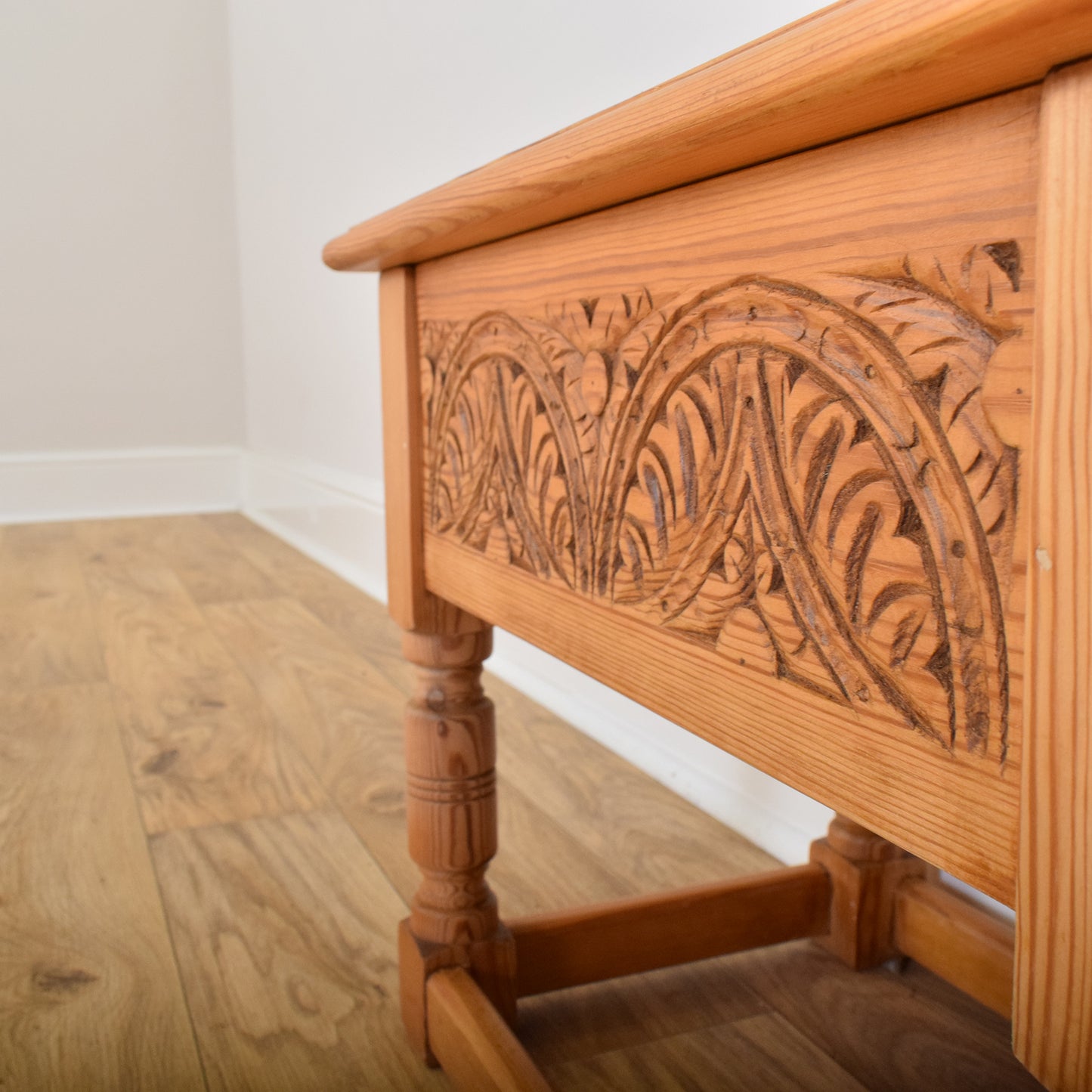 Restored Carved Pine Sewing Box