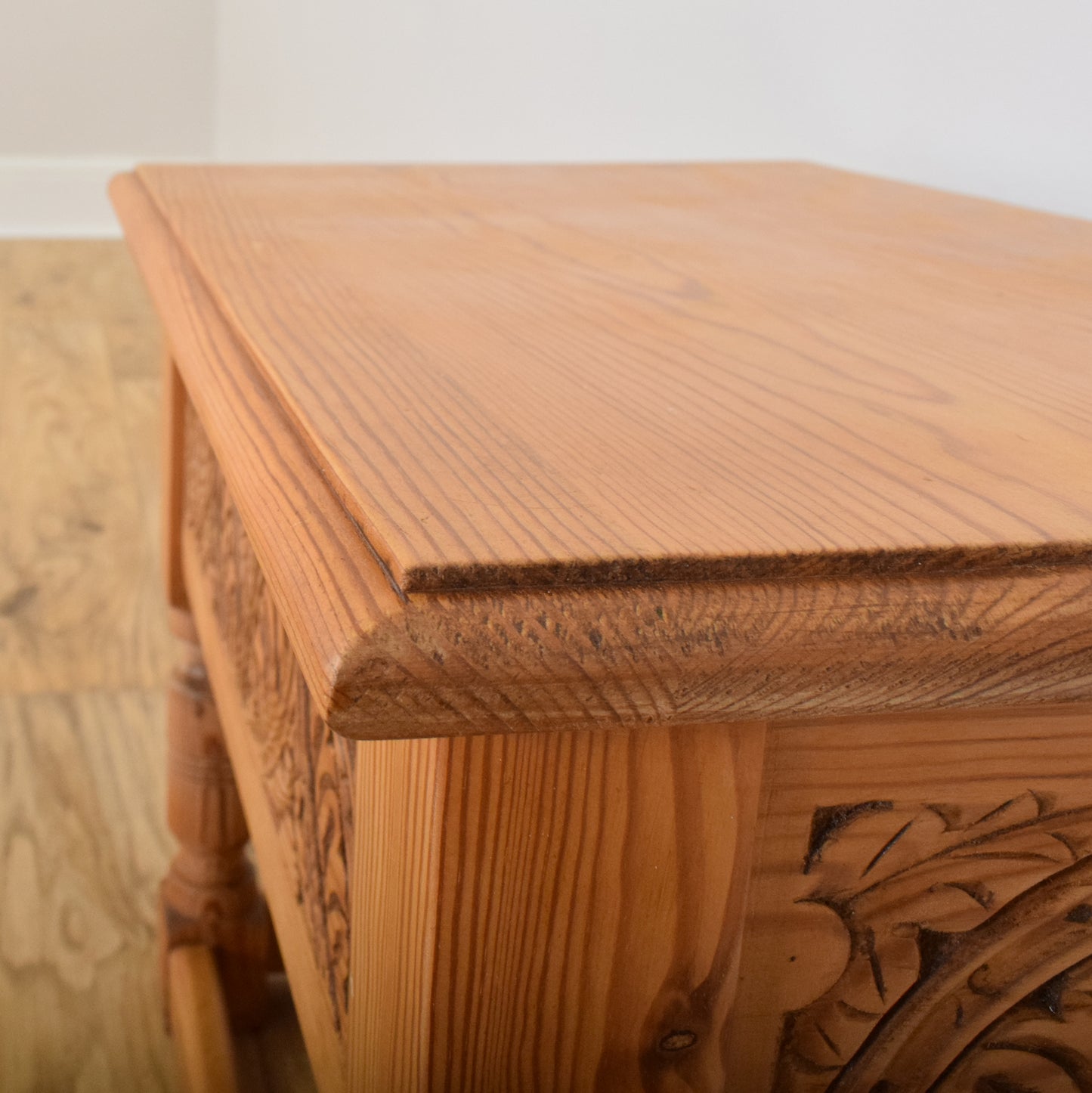 Restored Carved Pine Sewing Box