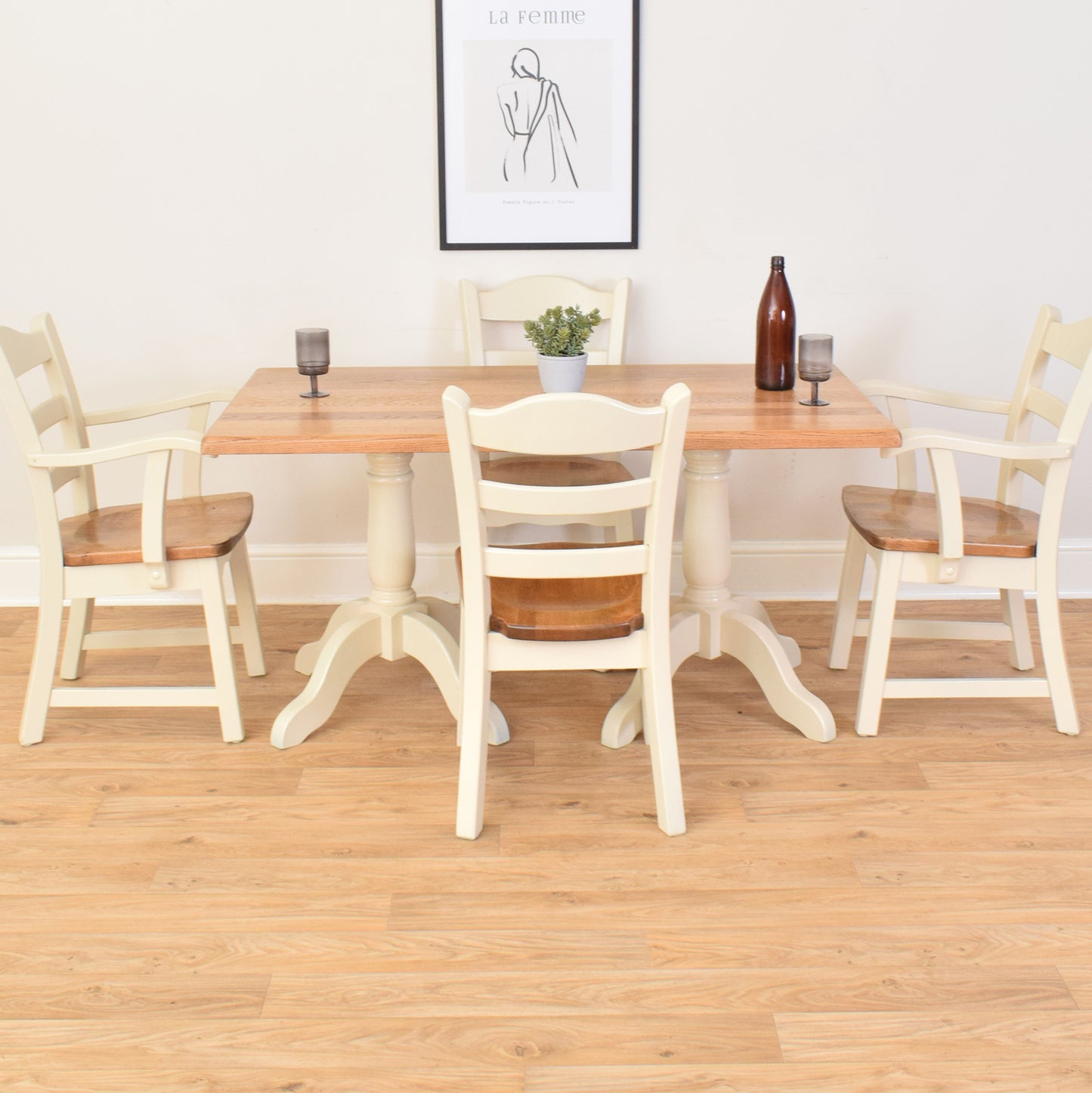 Dutch Oak Table And Four Chairs