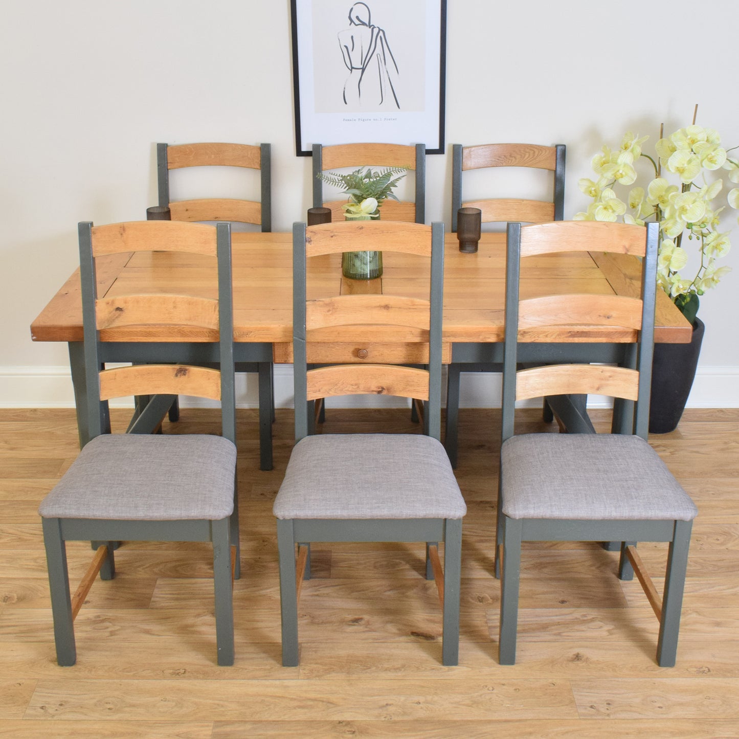 Painted Table and Six Chairs