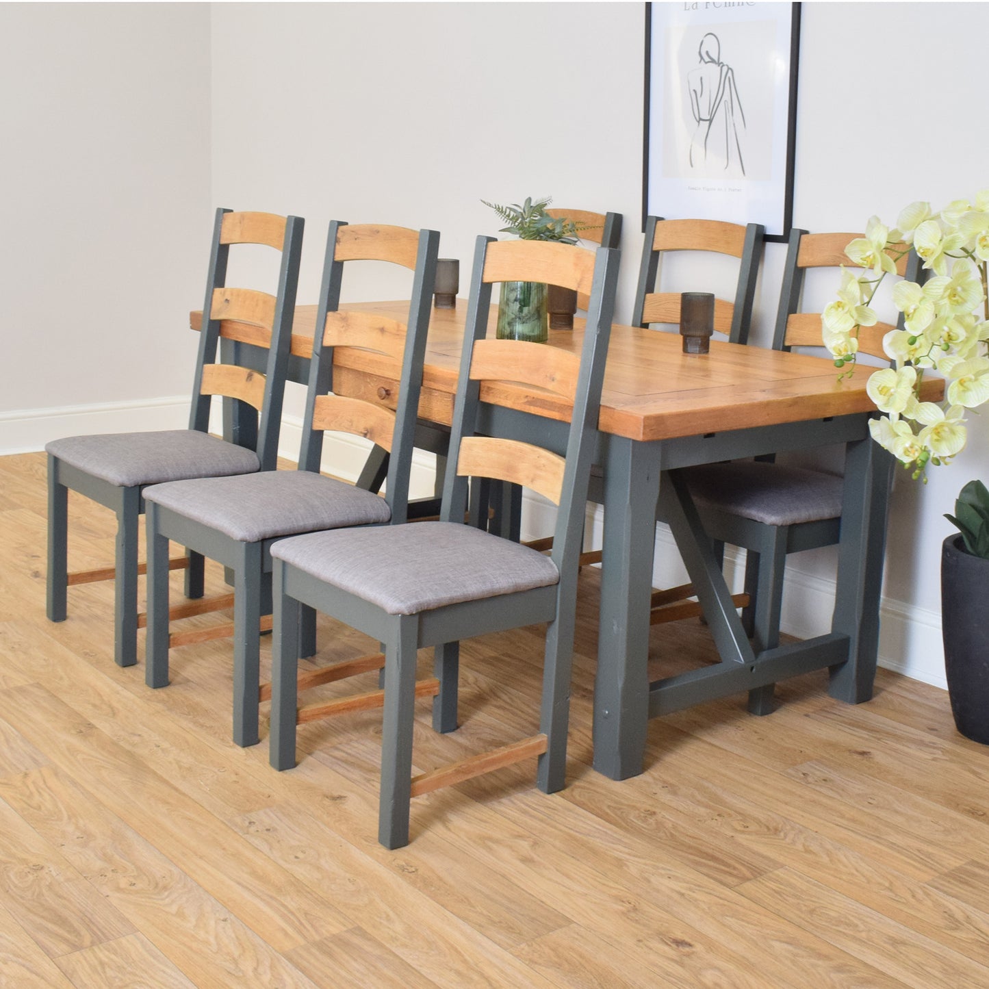 Painted Table and Six Chairs
