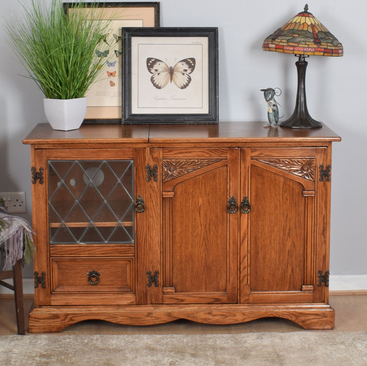 Carved Oak Stereo Unit