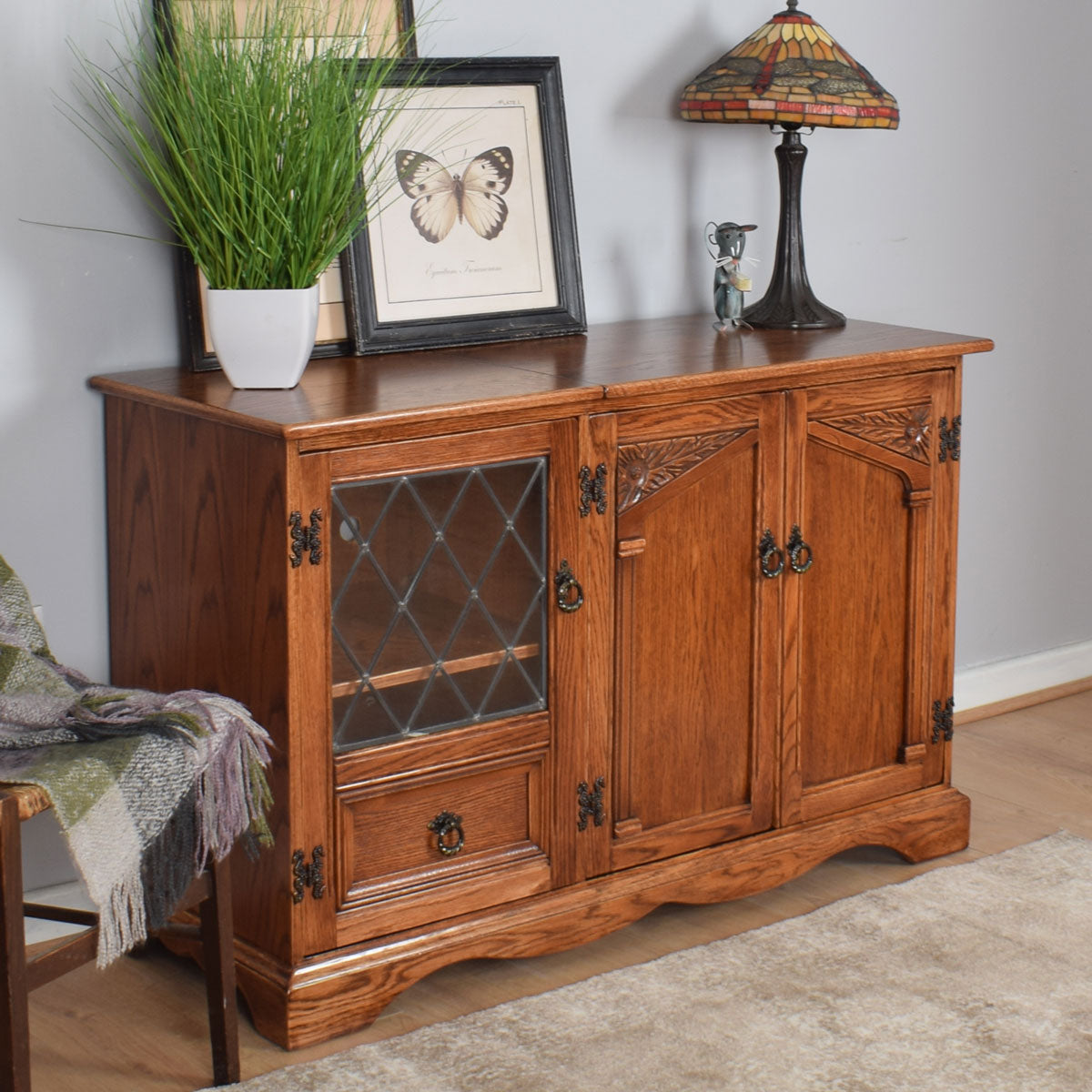 Carved Oak Stereo Unit