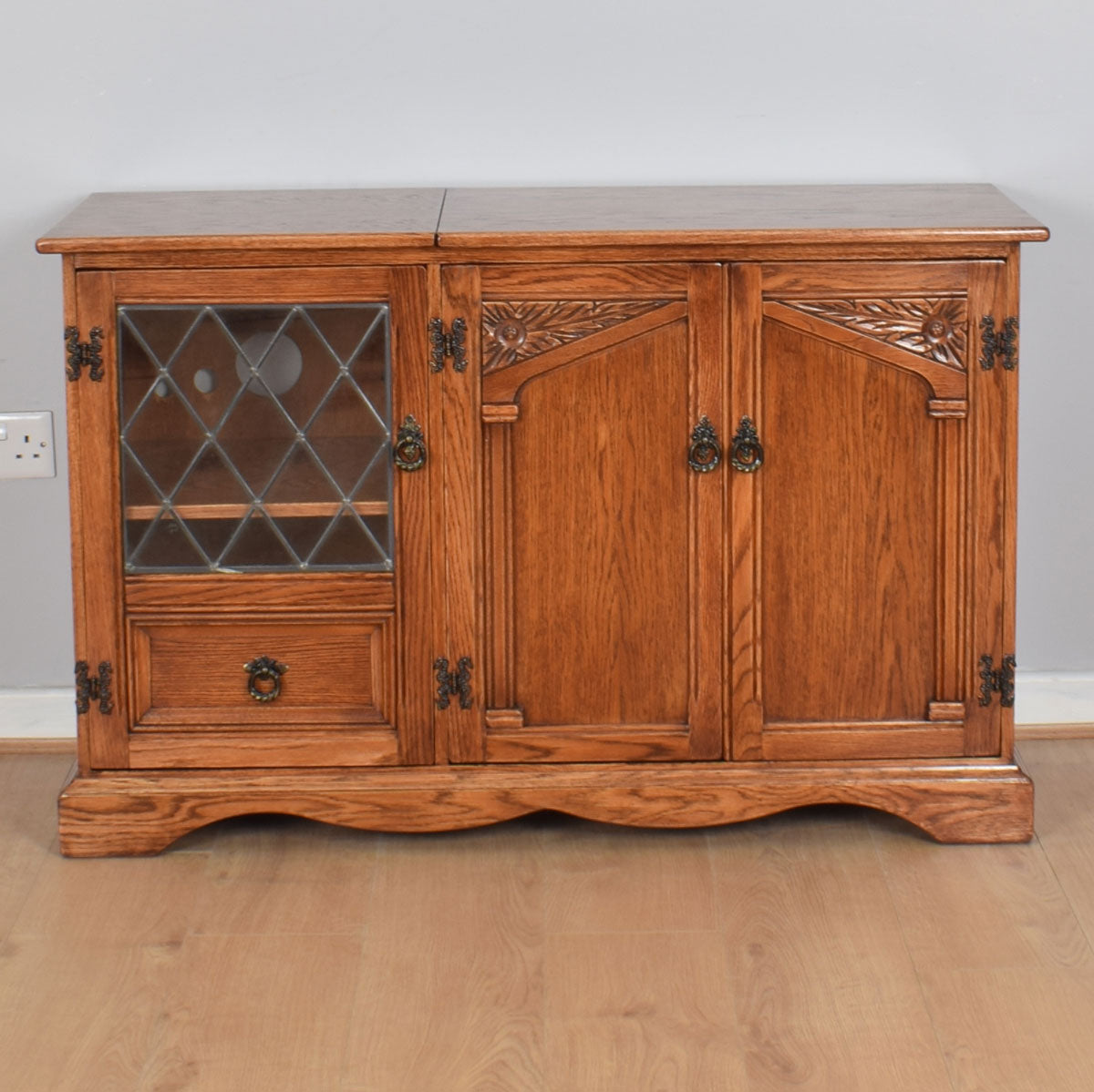 Carved Oak Stereo Unit