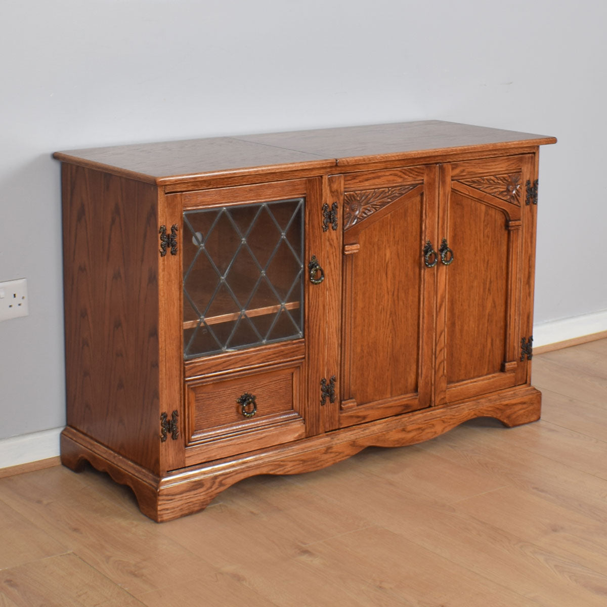 Carved Oak Stereo Unit