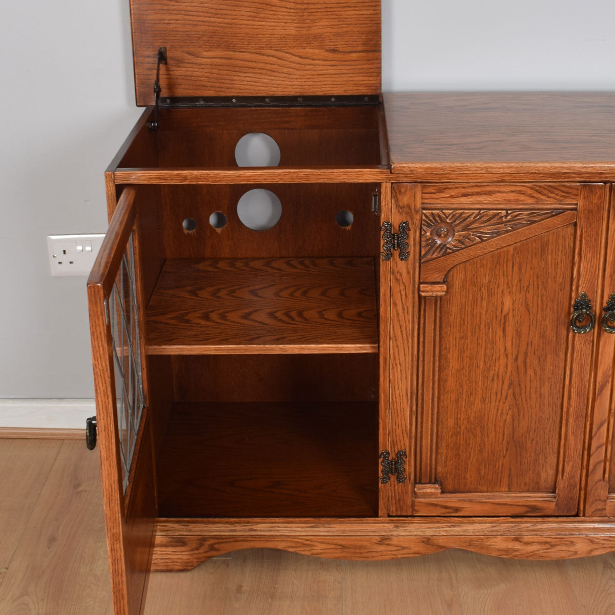 Carved Oak Stereo Unit