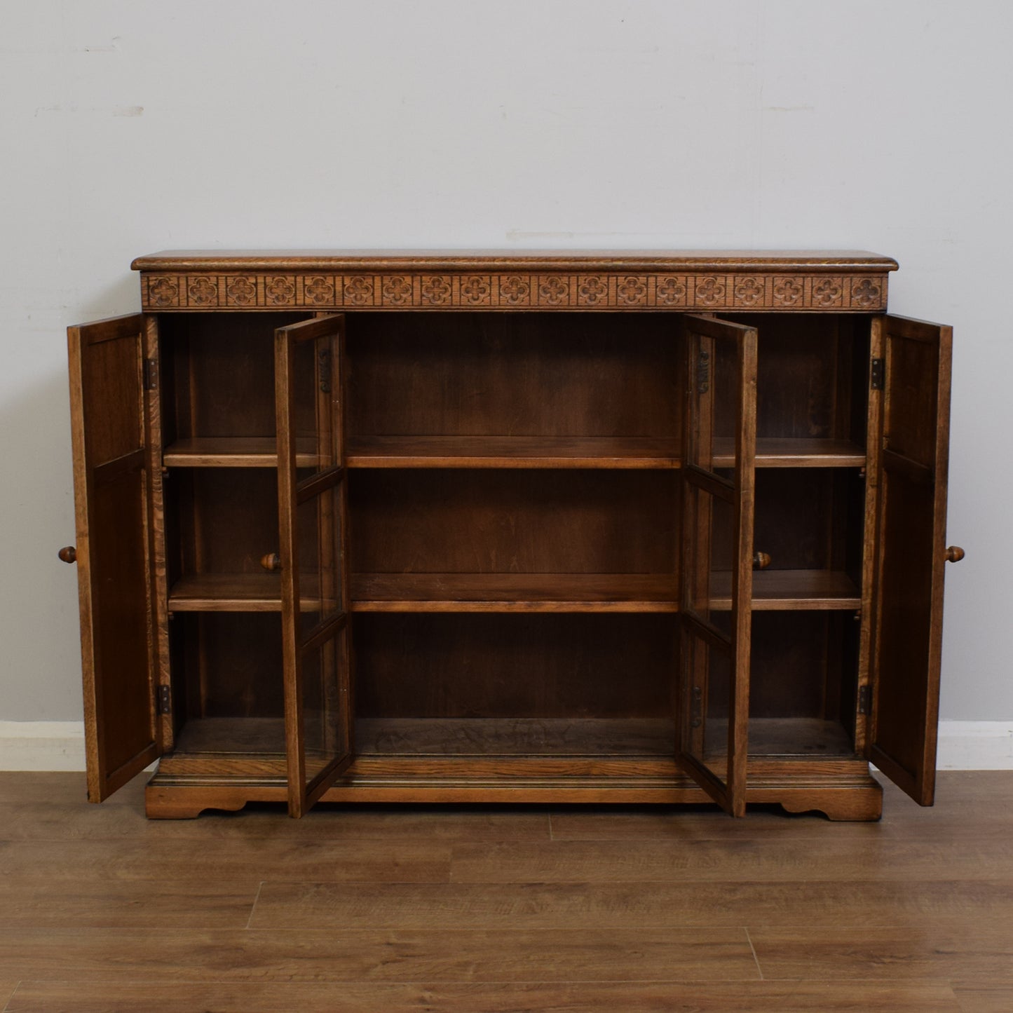 Vintage Small Oak Glazed Bookcase