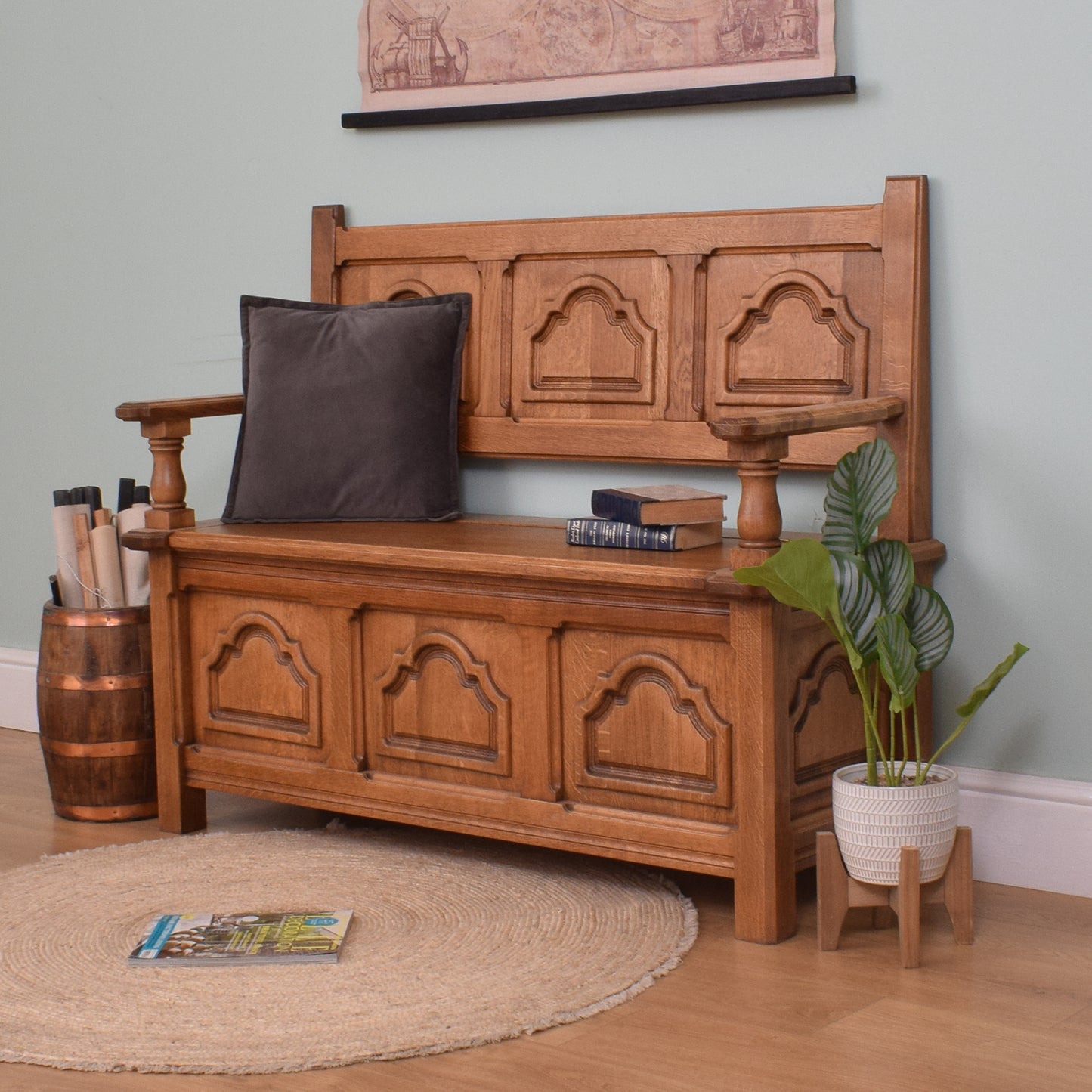 Carved Oak Settle