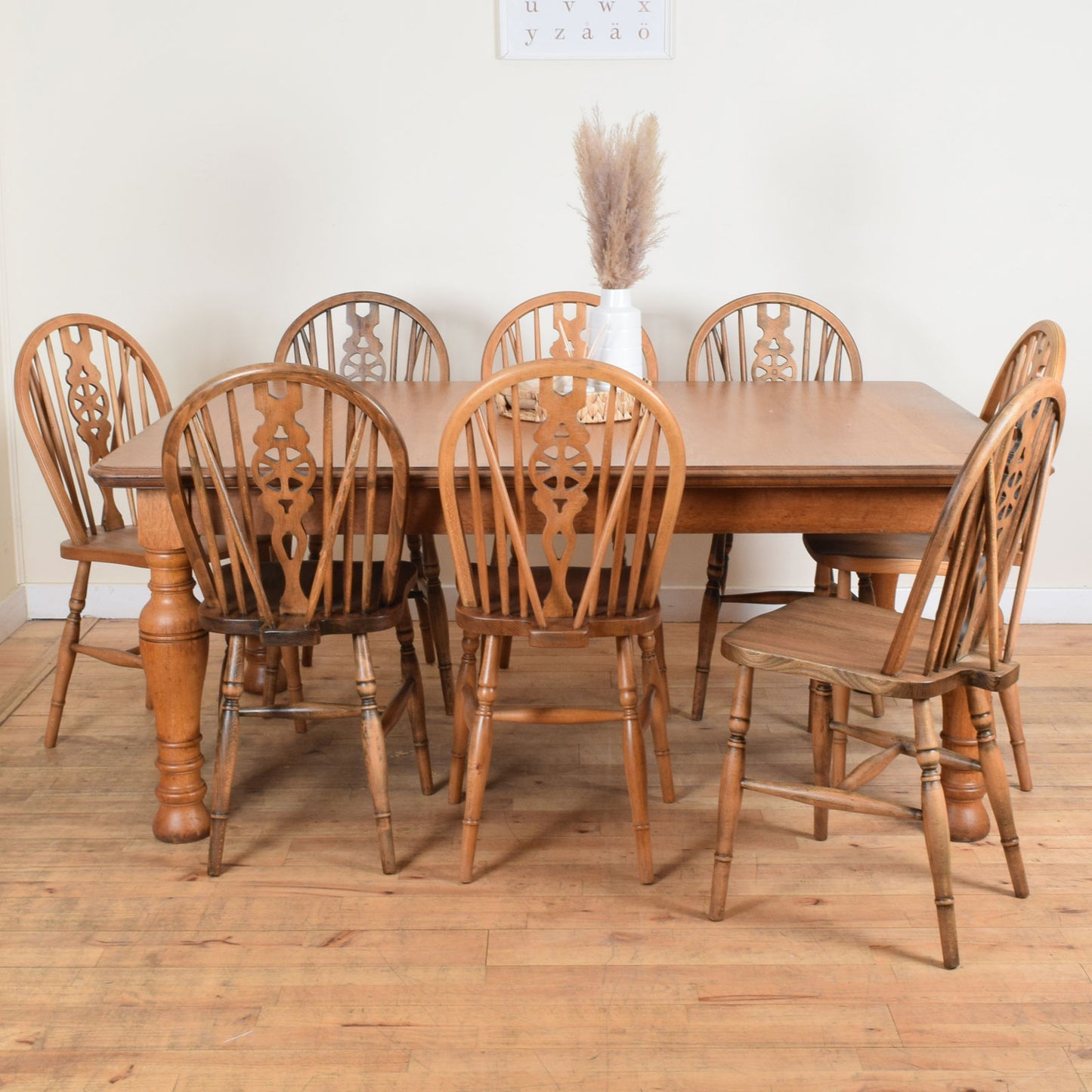 Restored Oak Table and Eight Chairs