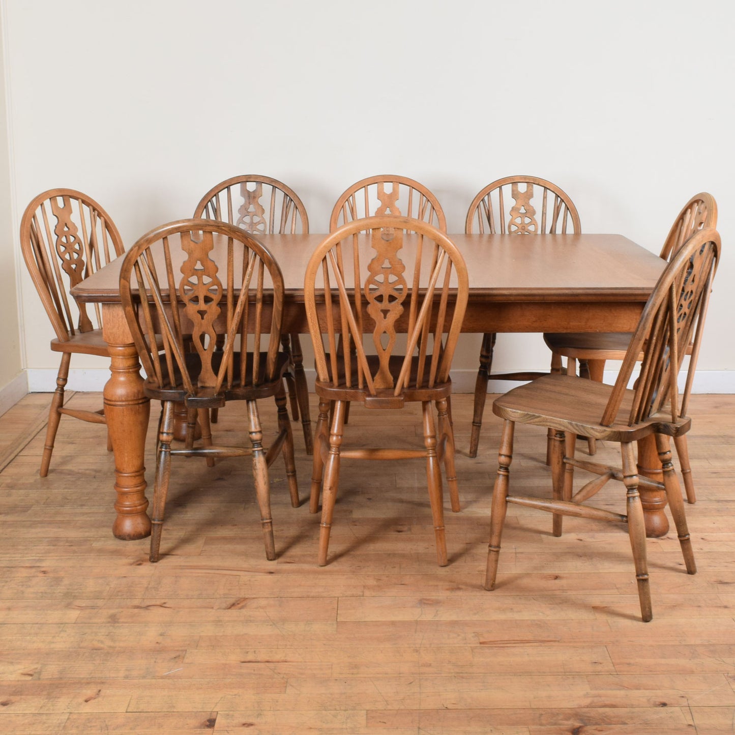 Restored Oak Table and Eight Chairs