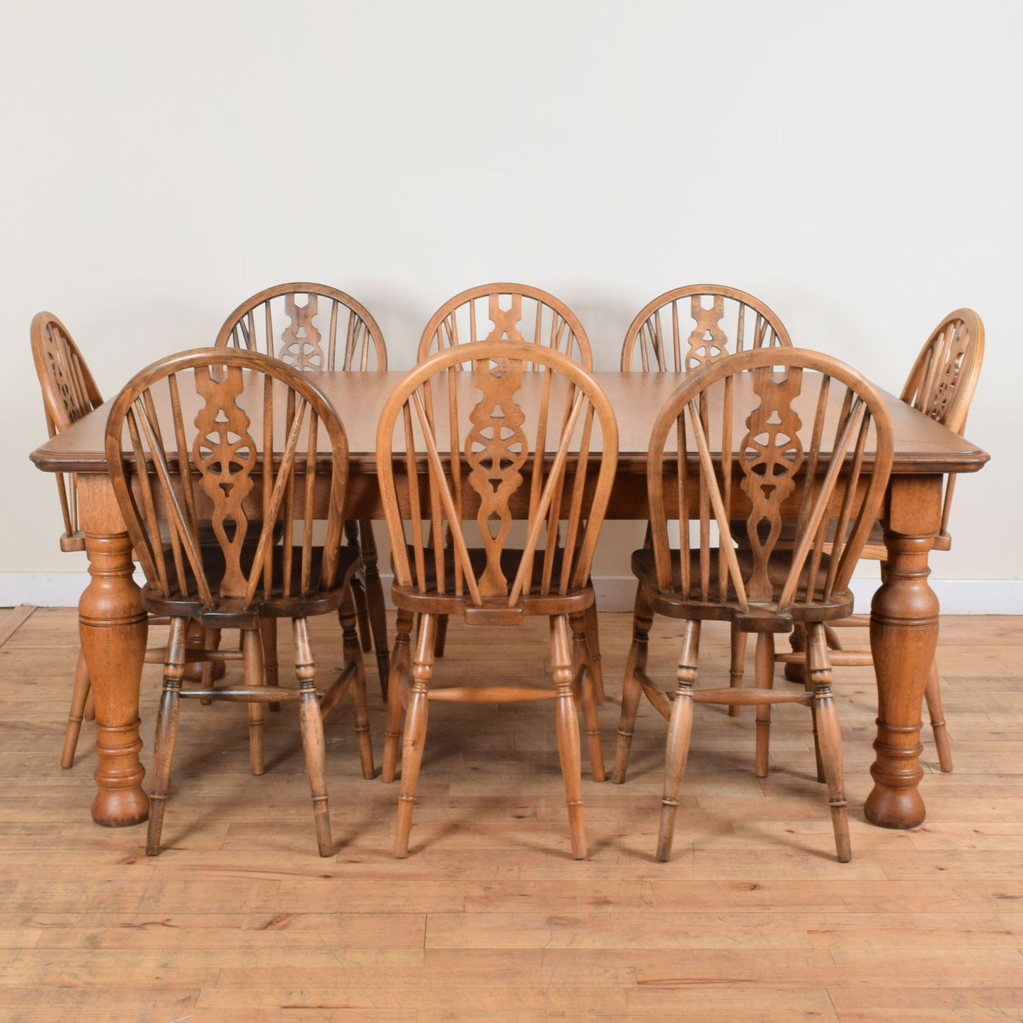 Restored Oak Table and Eight Chairs