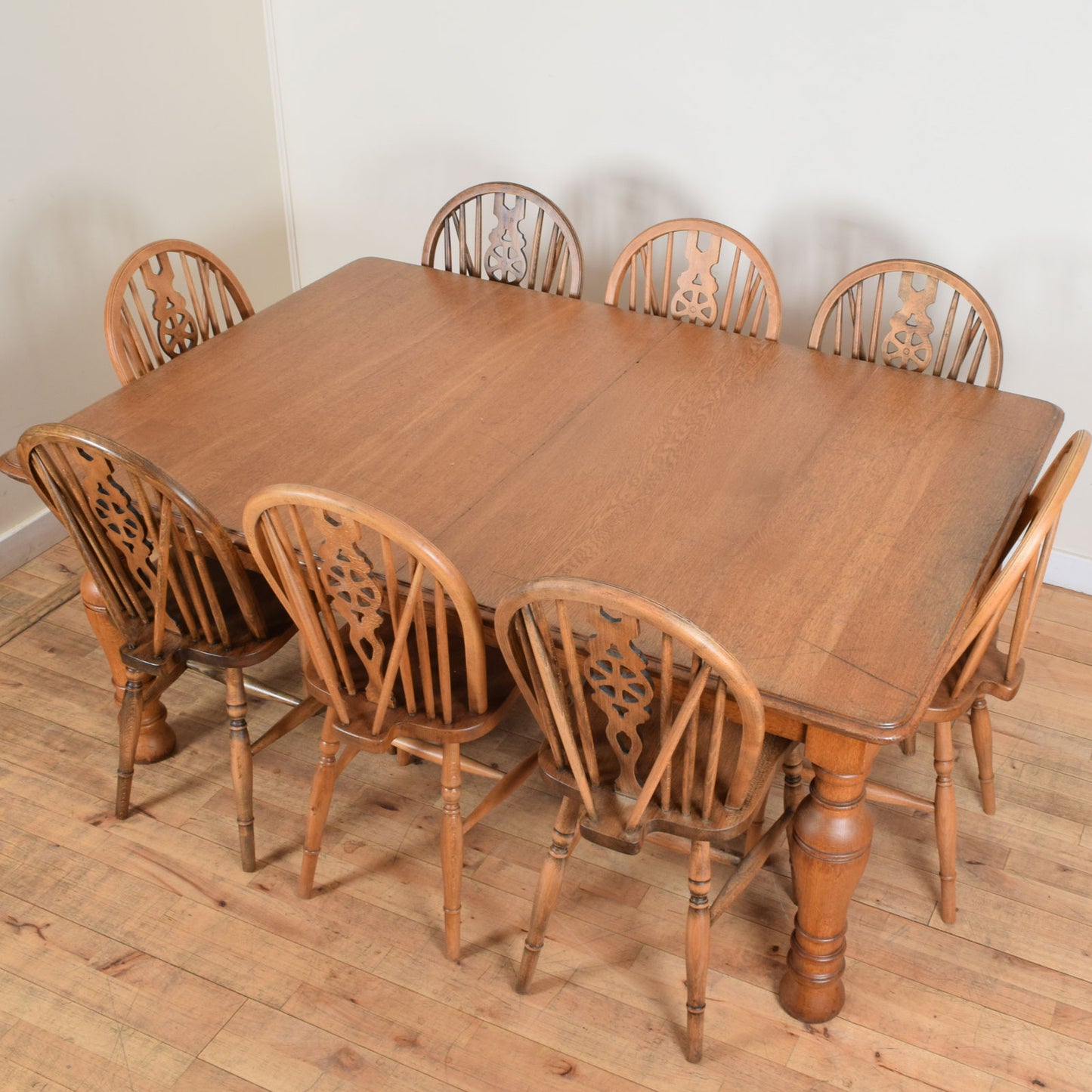 Restored Oak Table and Eight Chairs