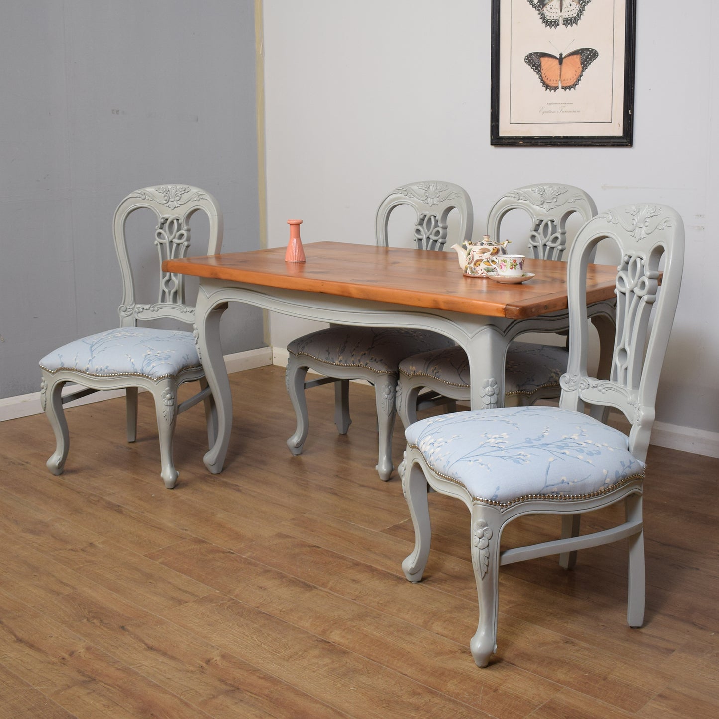 Painted French Table and Four Chairs