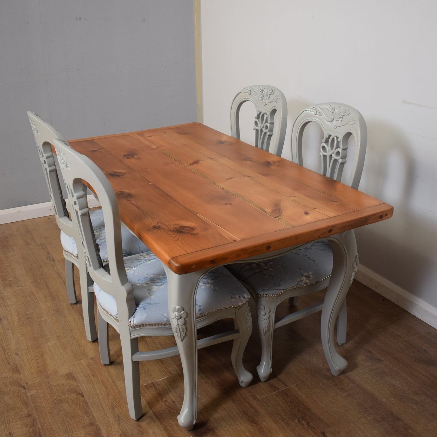 Painted French Table and Four Chairs