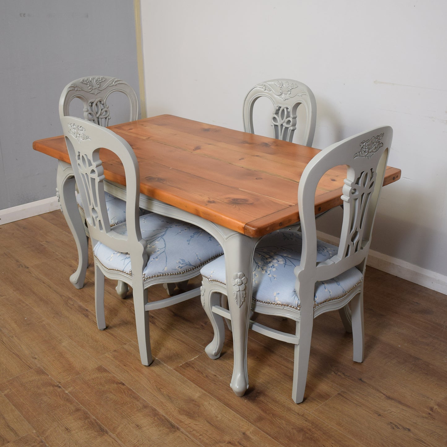Painted French Table and Four Chairs
