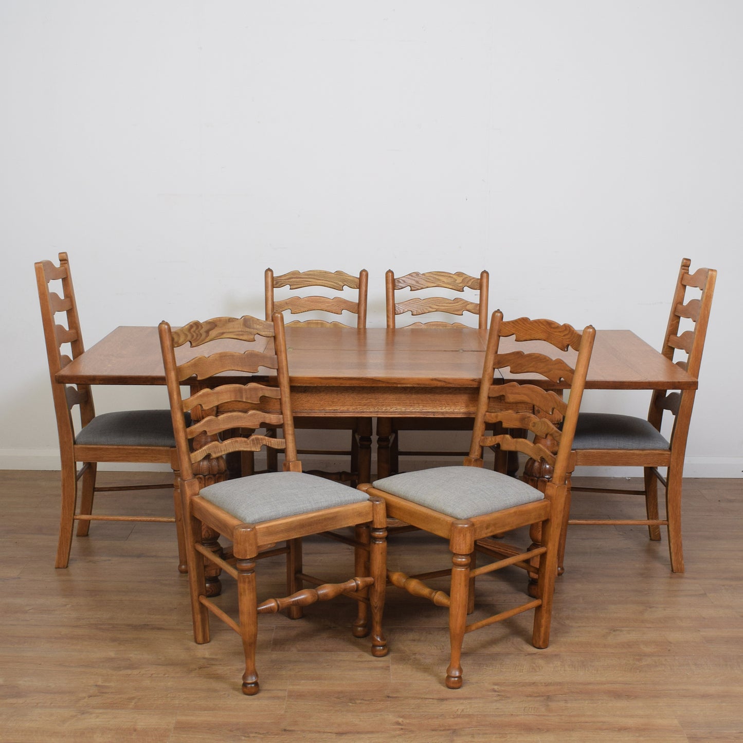 Vintage Oak Extendable Table And Six Chairs
