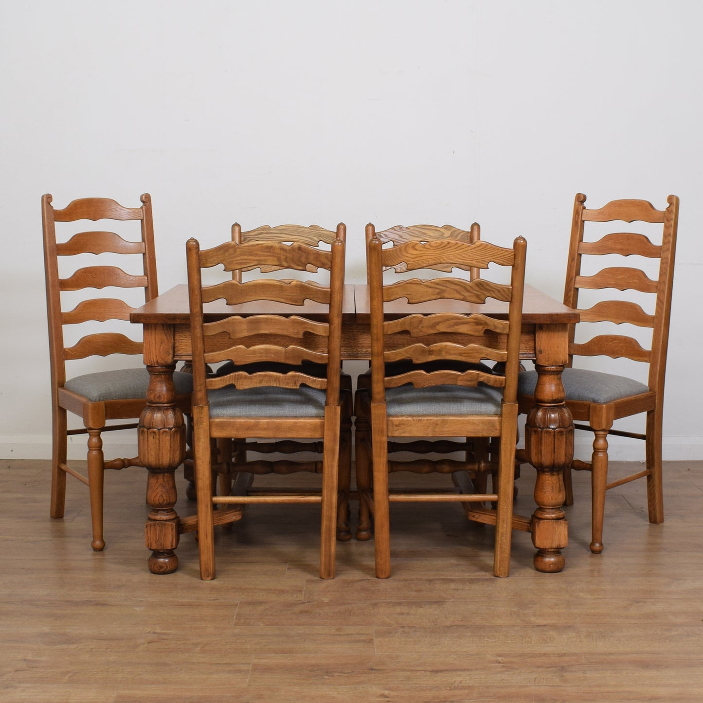 Vintage Oak Extendable Table And Six Chairs