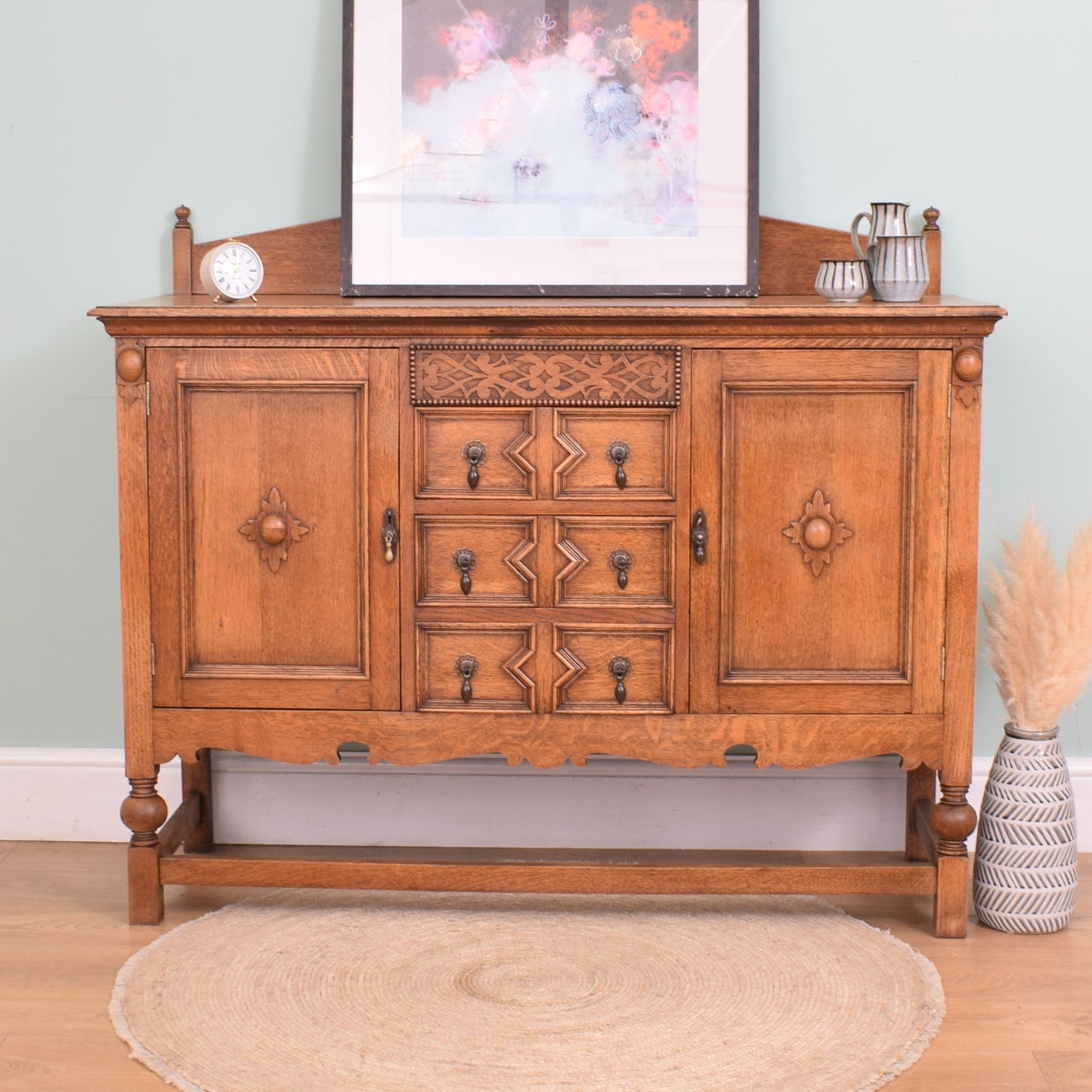 Carved Oak Sideboard