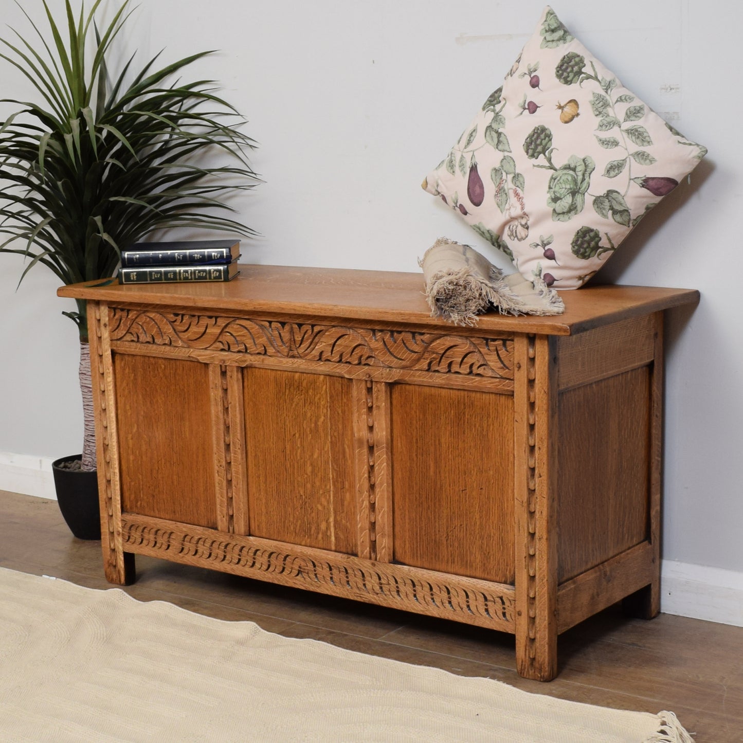 Carved Oak Blanket Box