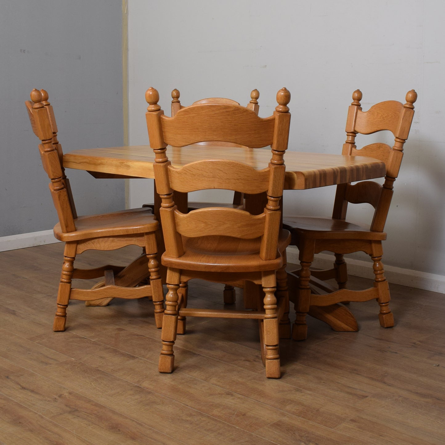 Solid Oak Table & Four Chairs