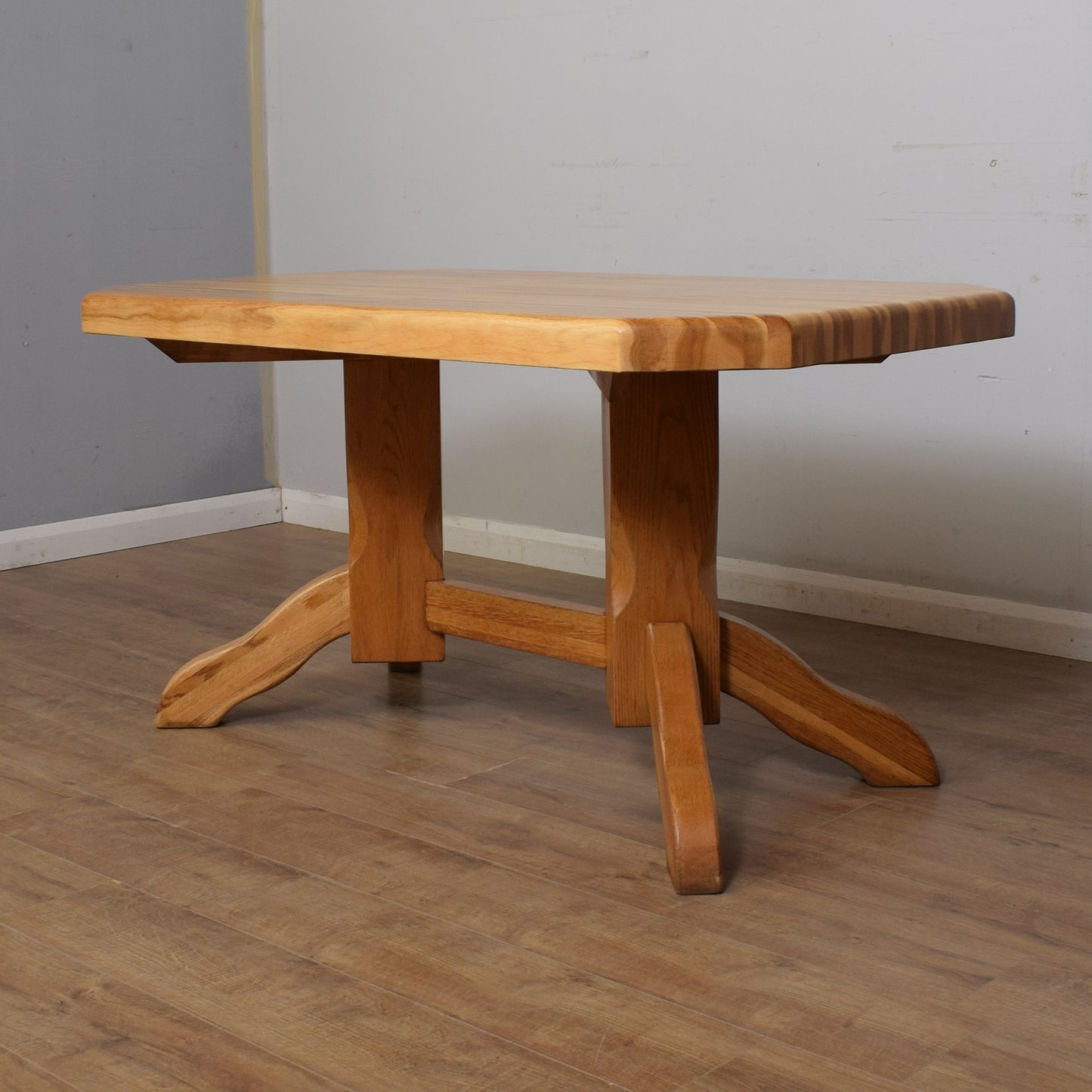 Dutch-Style Solid Oak Table & Four Chairs