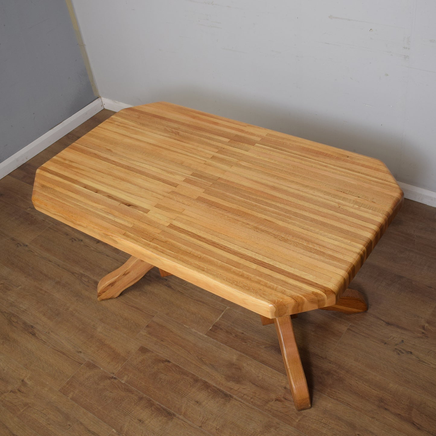 Dutch-Style Solid Oak Table & Four Chairs