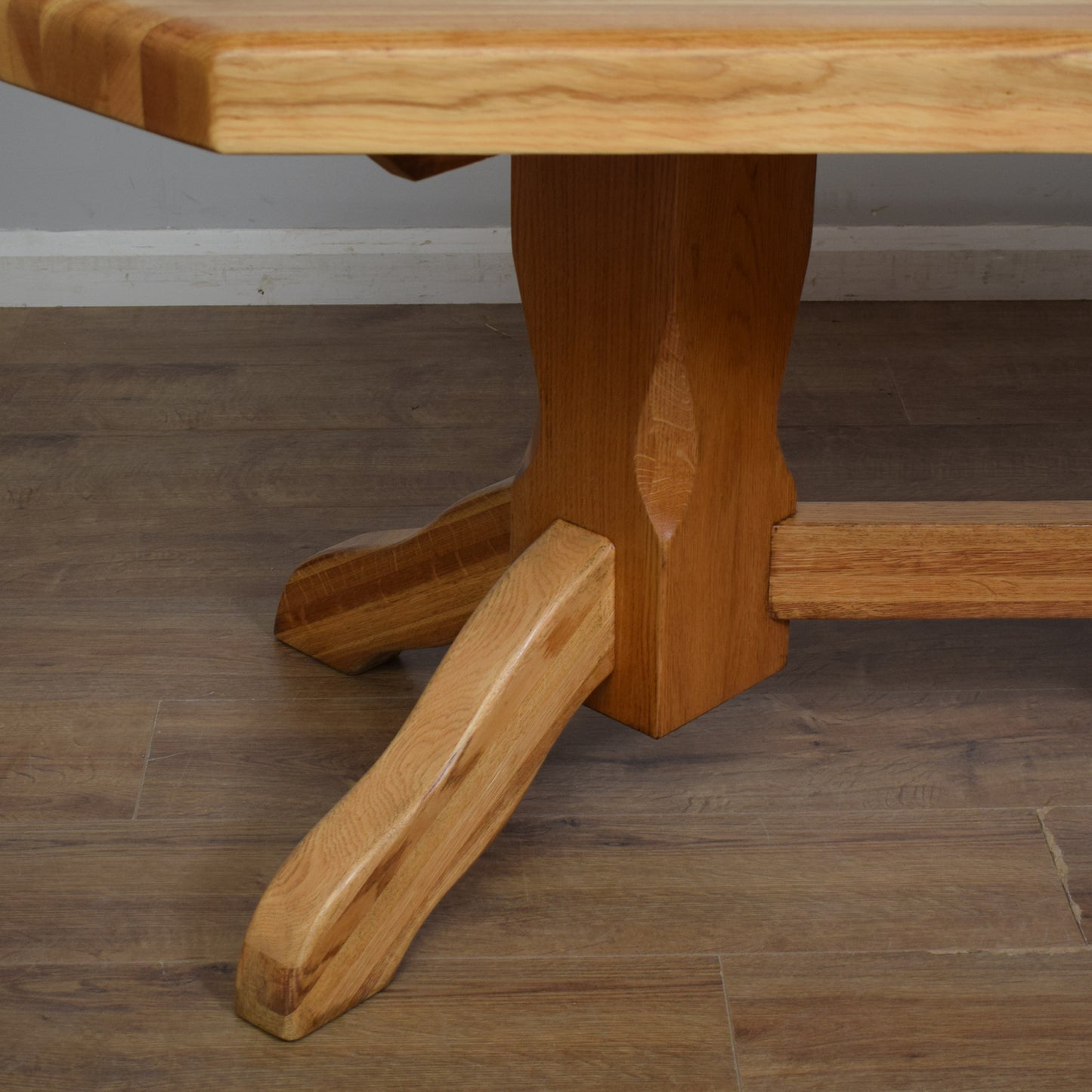 Dutch-Style Solid Oak Table & Four Chairs