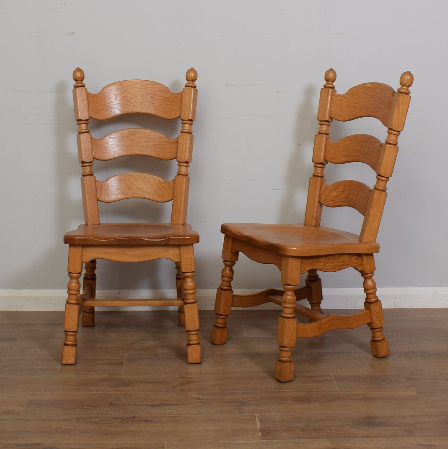 Dutch-Style Solid Oak Table & Four Chairs