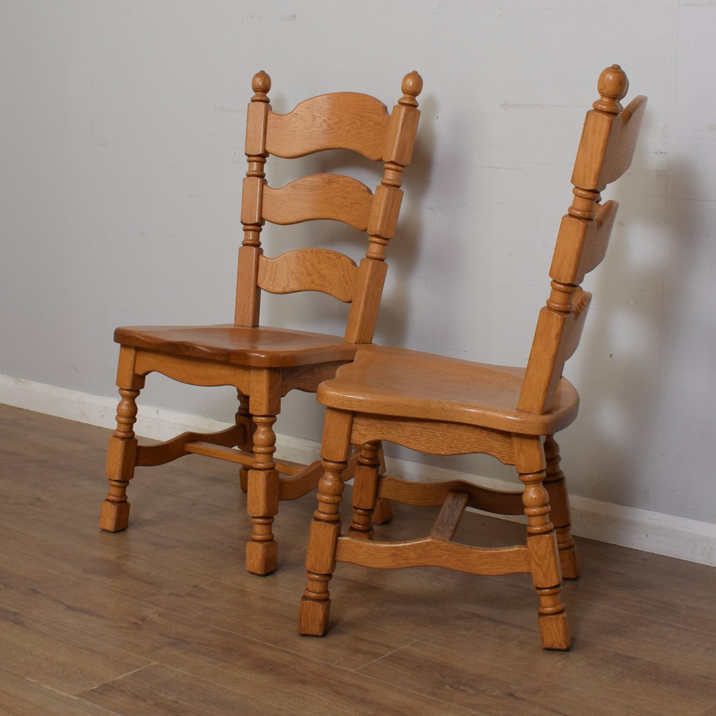 Dutch-Style Solid Oak Table & Four Chairs