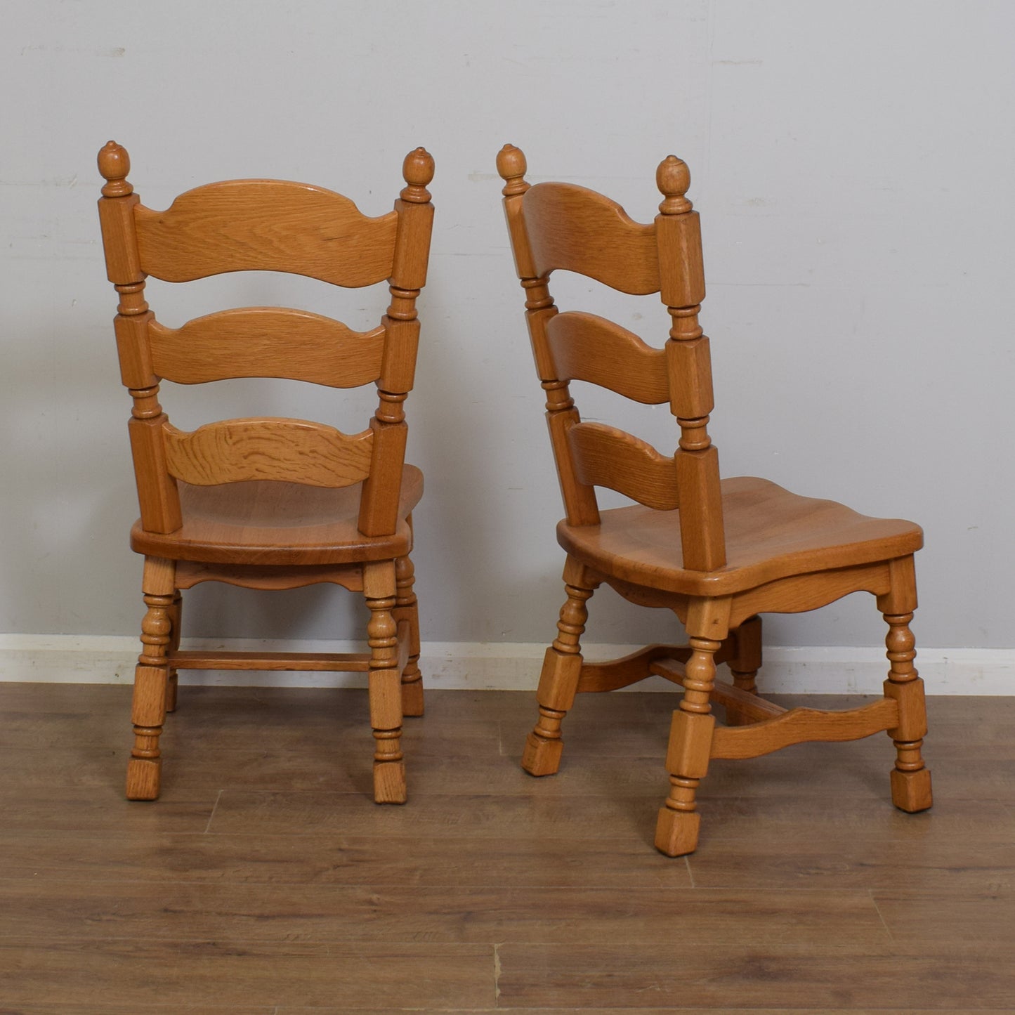 Dutch-Style Solid Oak Table & Four Chairs