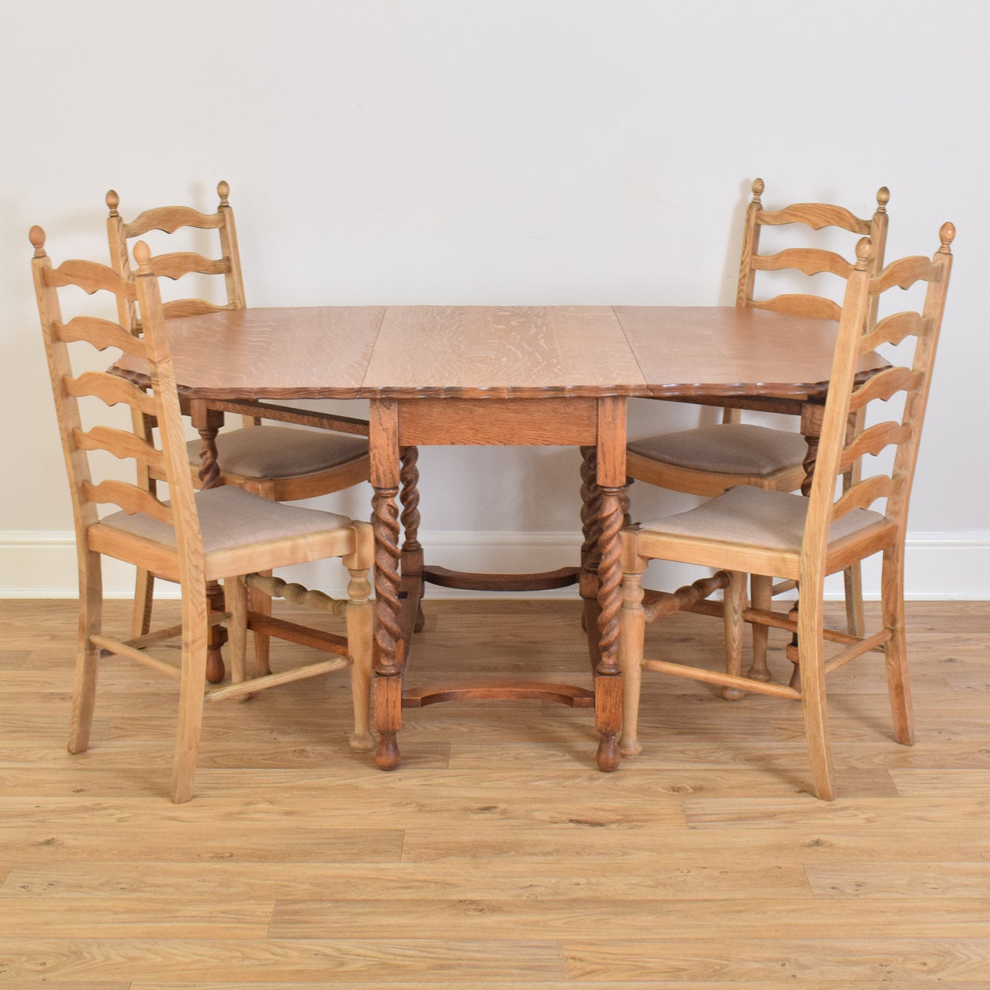 Drop Leaf Barley Twist Table And Four Chairs