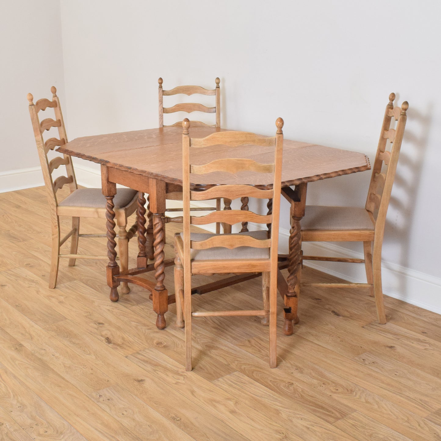 Drop Leaf Barley Twist Table And Four Chairs