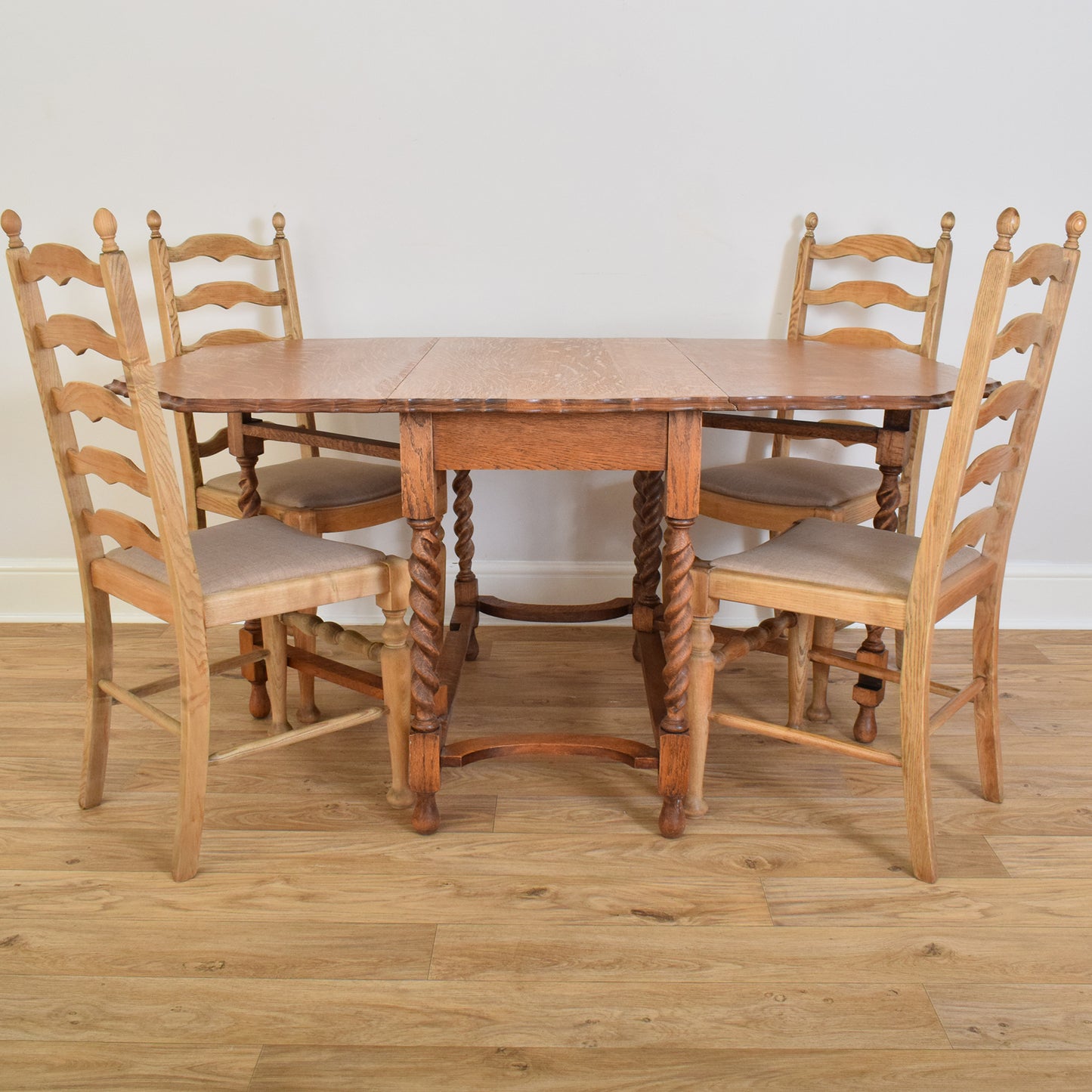 Drop Leaf Barley Twist Table And Four Chairs