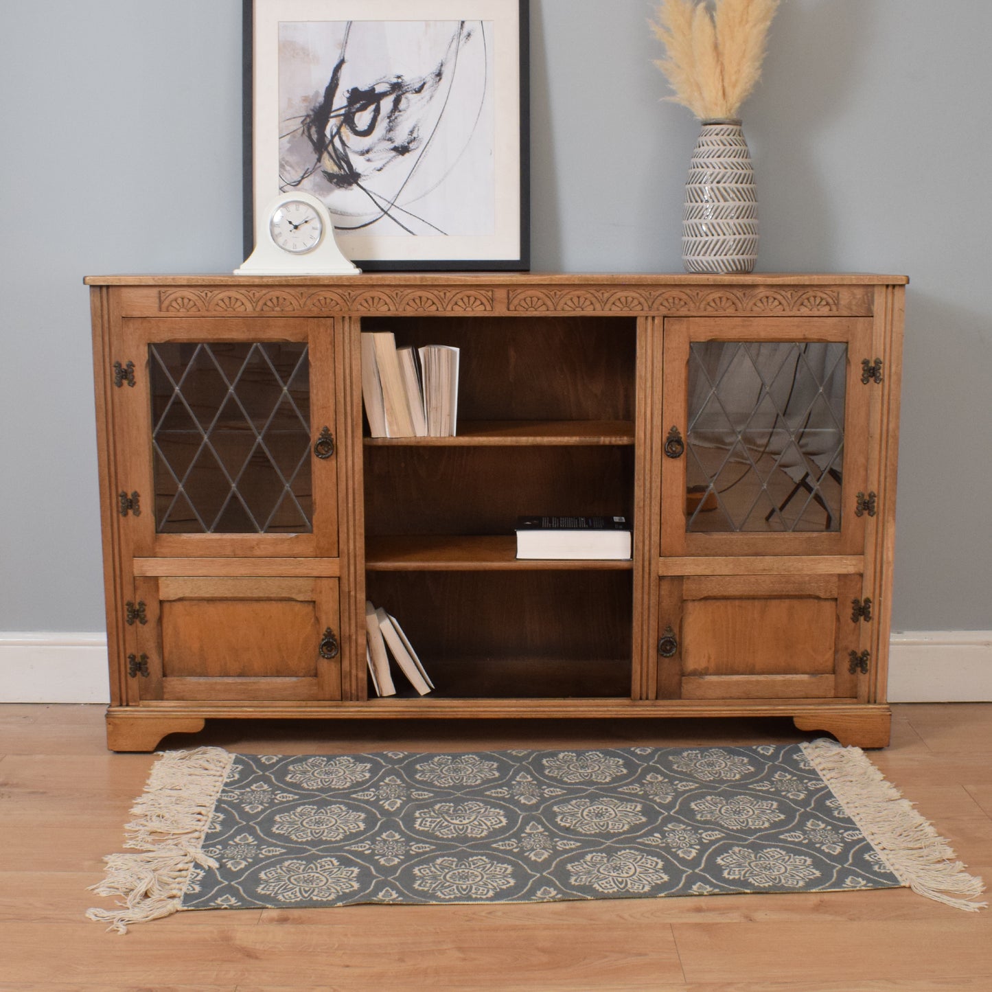 Restored Oak Glazed Bookcase