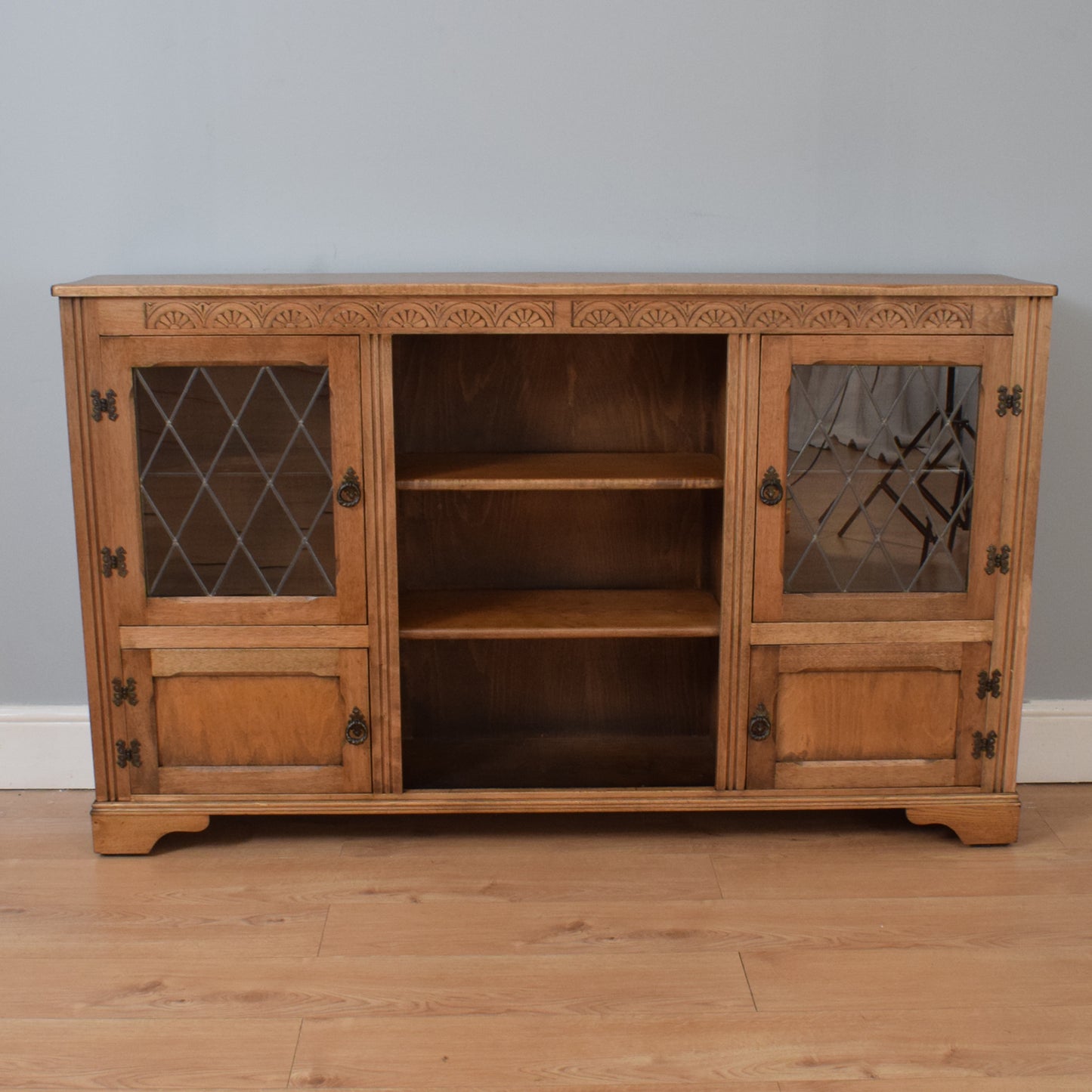 Restored Oak Glazed Bookcase