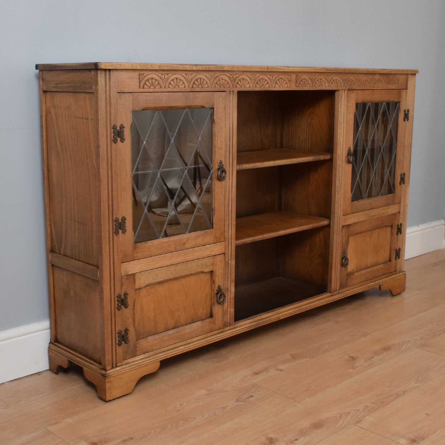 Restored Oak Glazed Bookcase