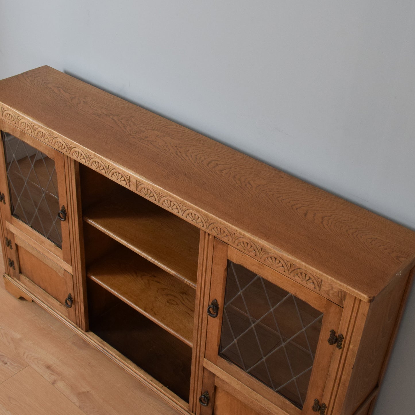 Restored Oak Glazed Bookcase