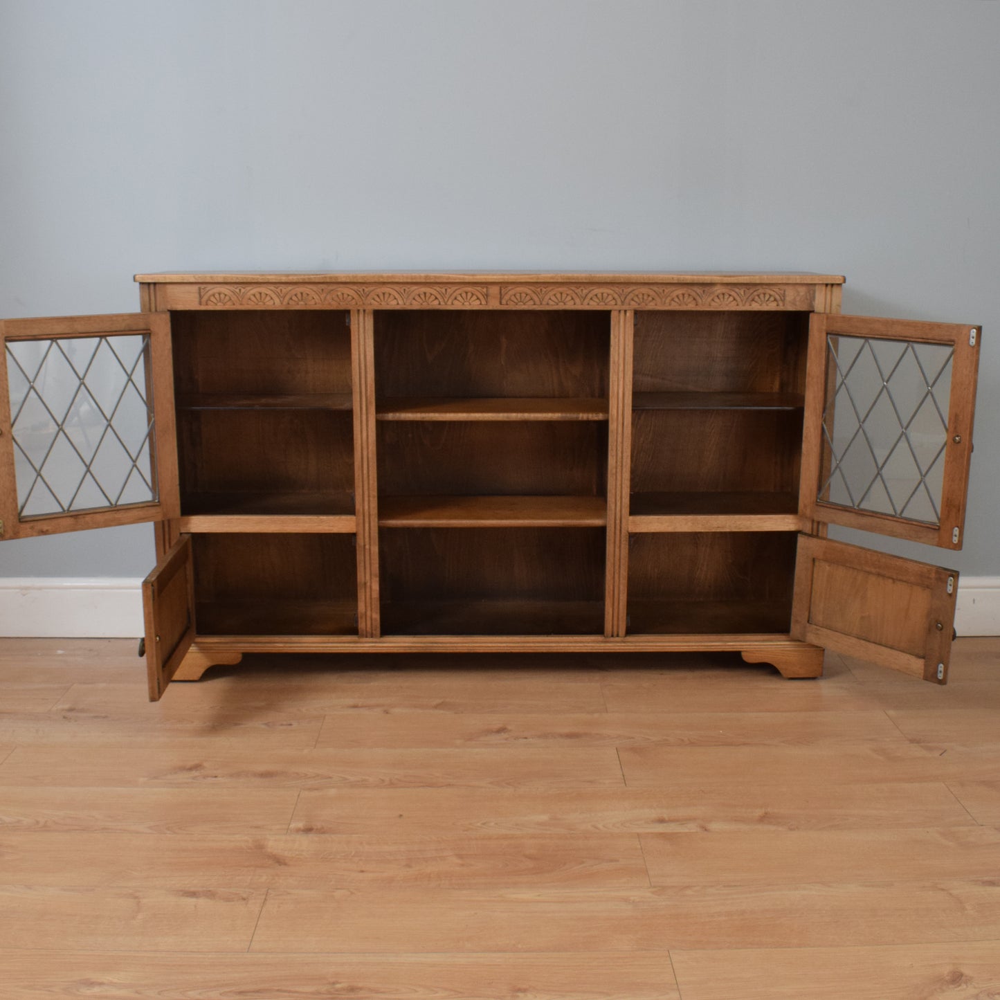 Restored Oak Glazed Bookcase