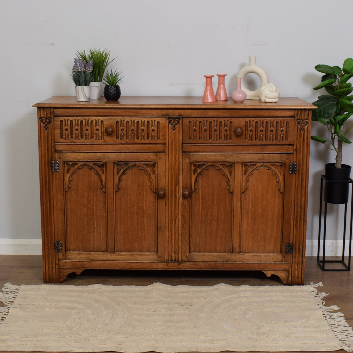 Vintage Carved Oak Sideboard