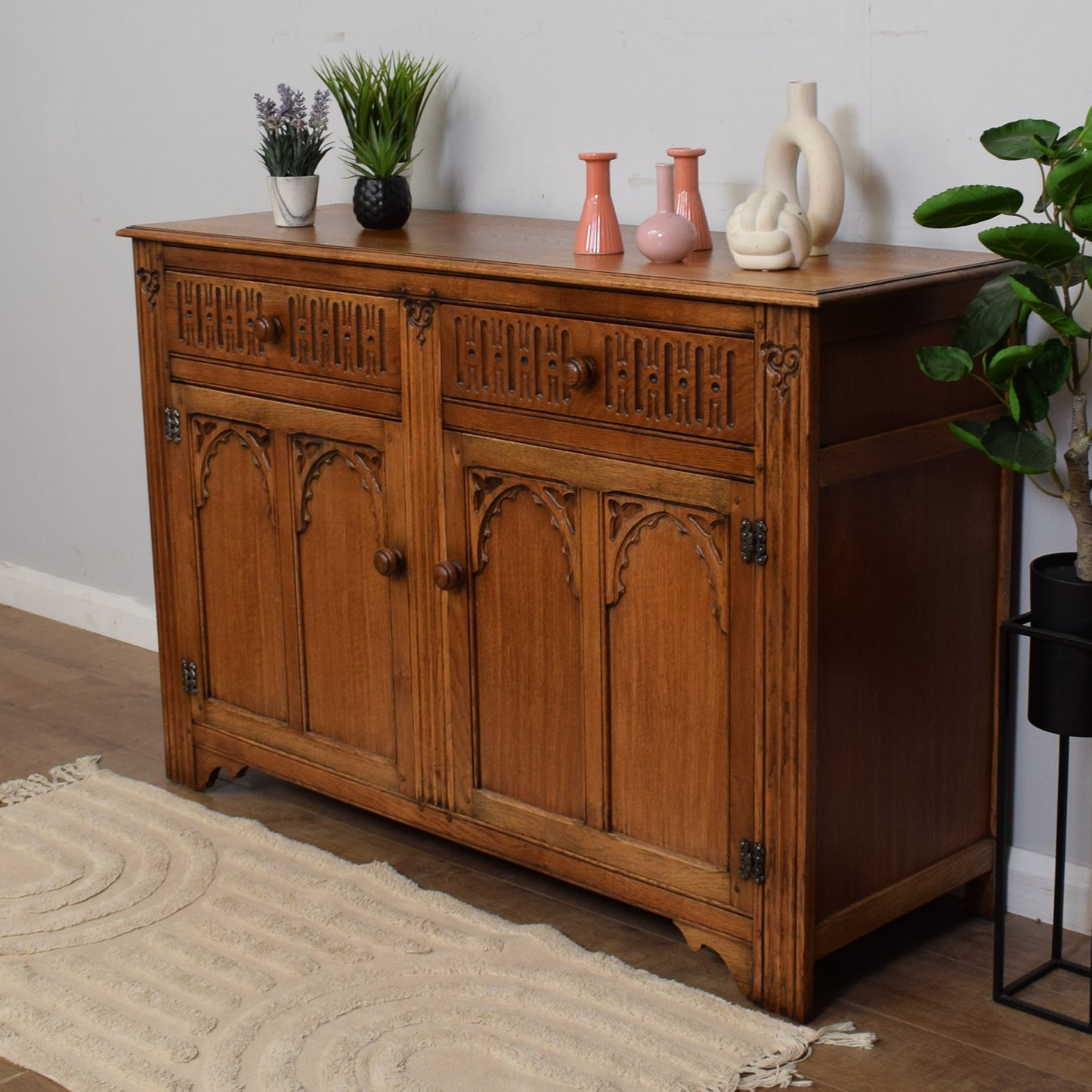 Vintage Carved Oak Sideboard