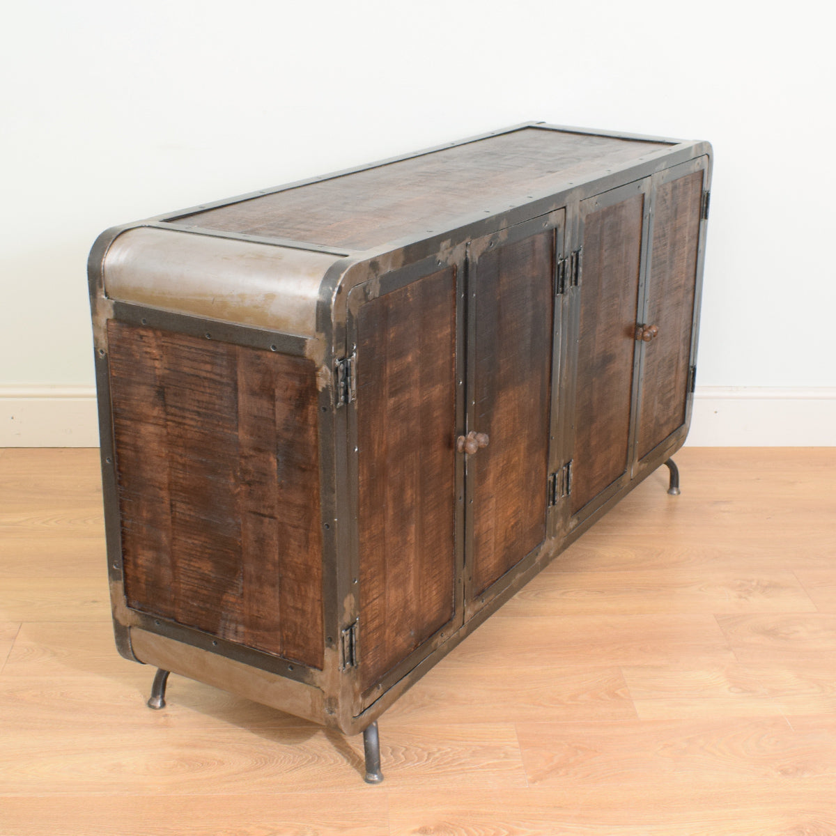 Mango & Steel Large Retro Industrial Sideboard