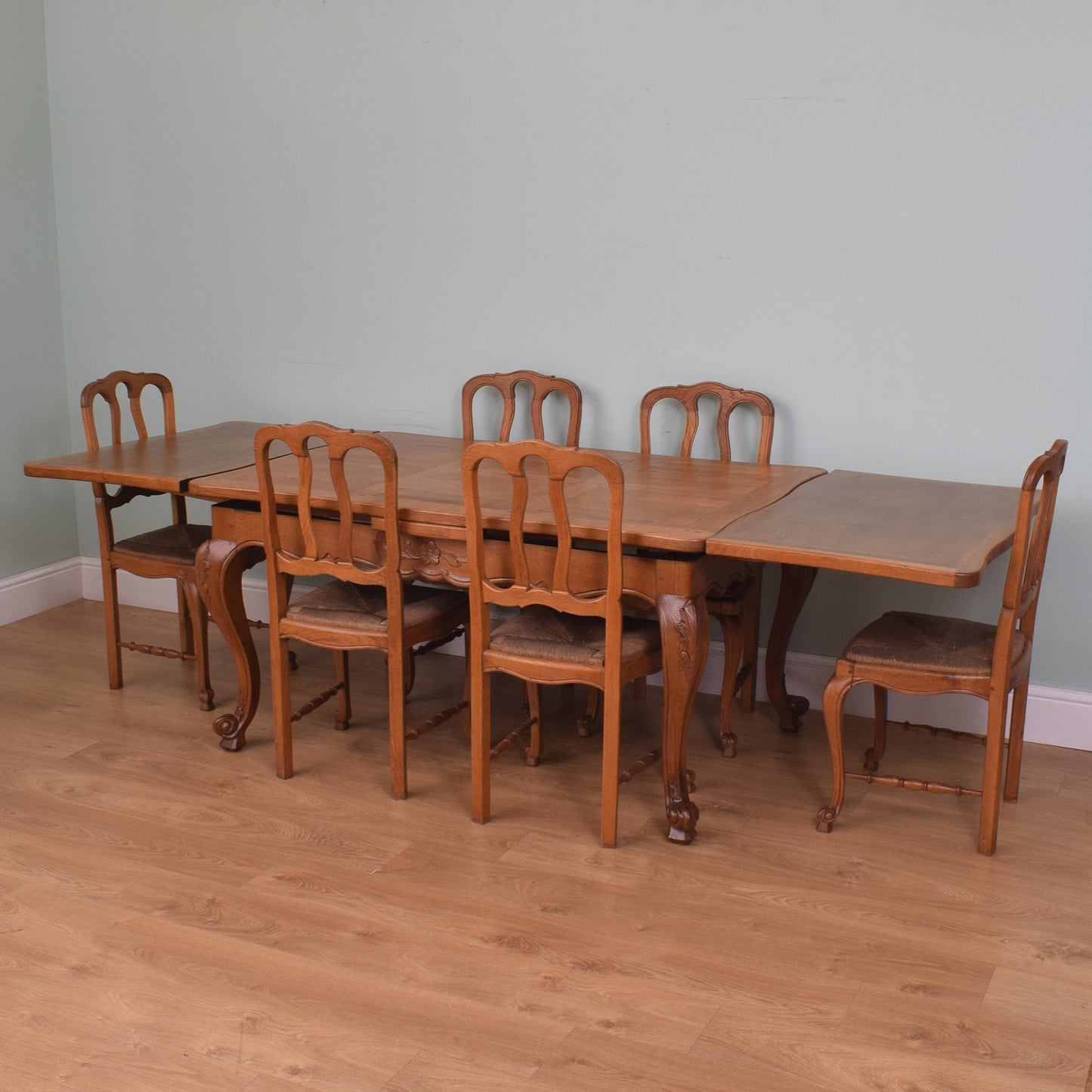 Restored French Oak Table and Six Chairs