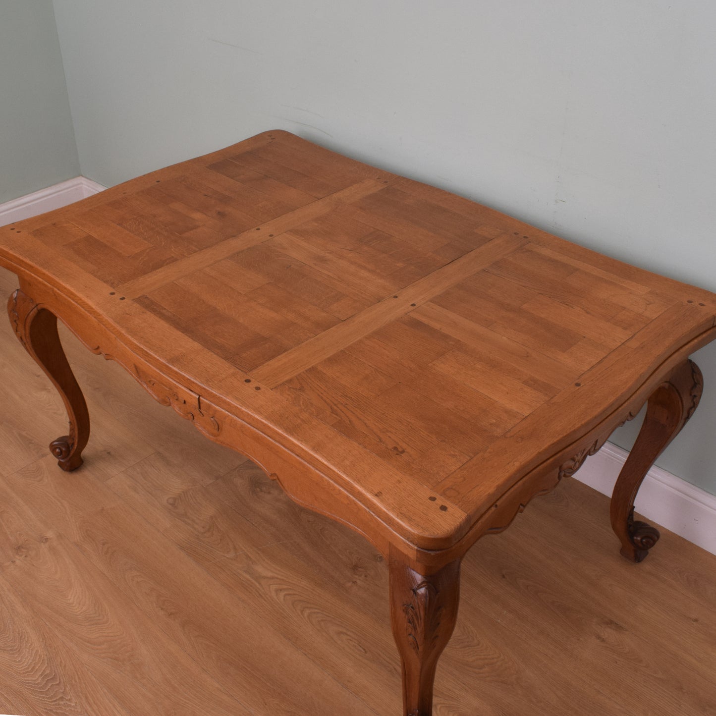 Restored French Oak Table and Six Chairs