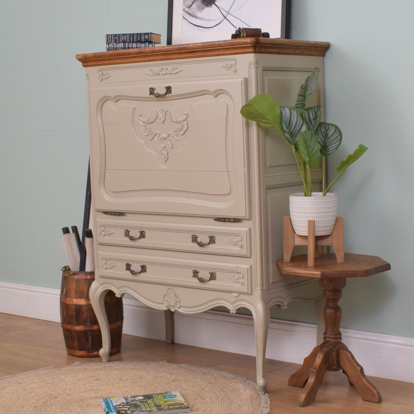 Painted French Oak Drinks Cabinet