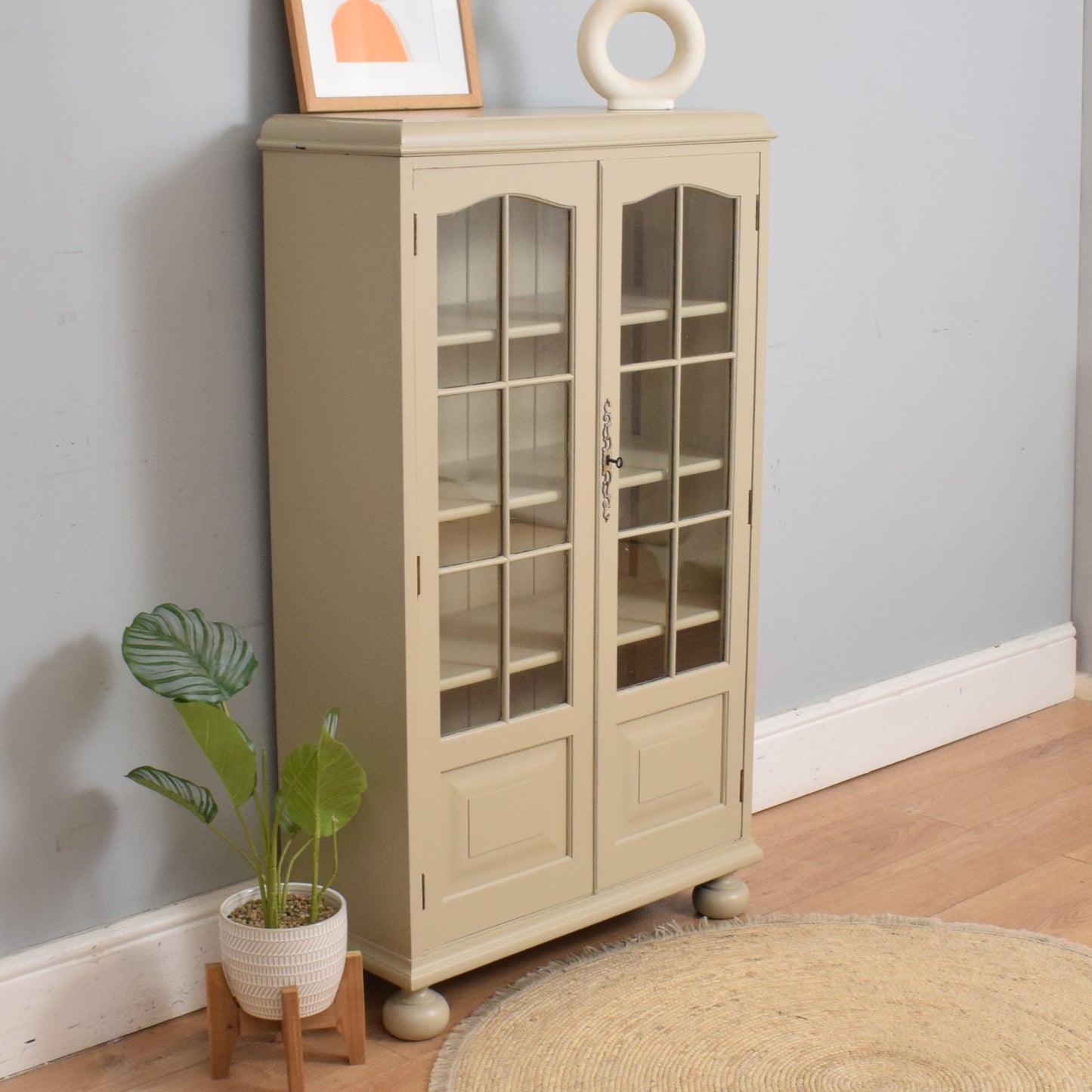 Painted Oak Glazed Bookcase