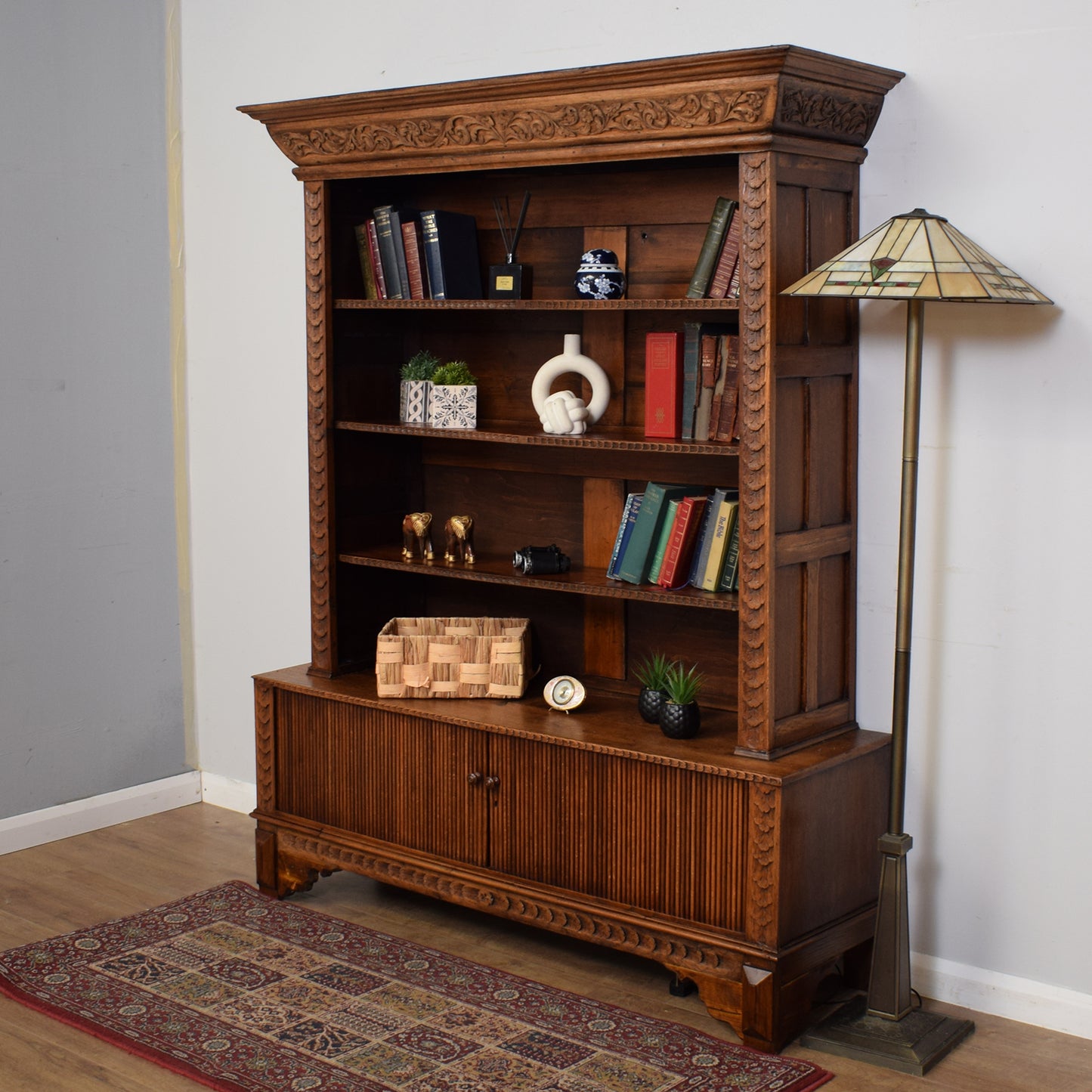 Antique Carved Oak Bookcase